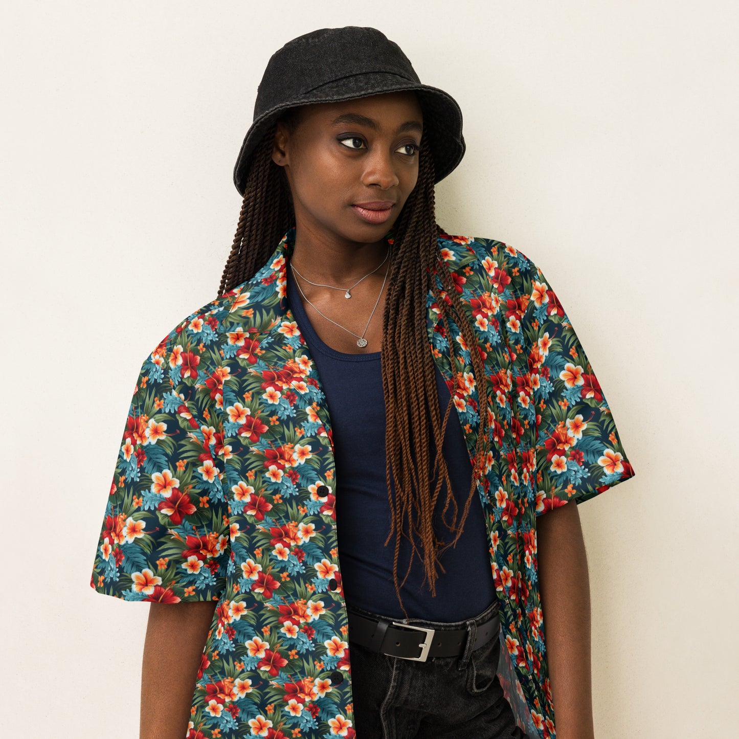 Unisex Button Shirt: Floral Print 07