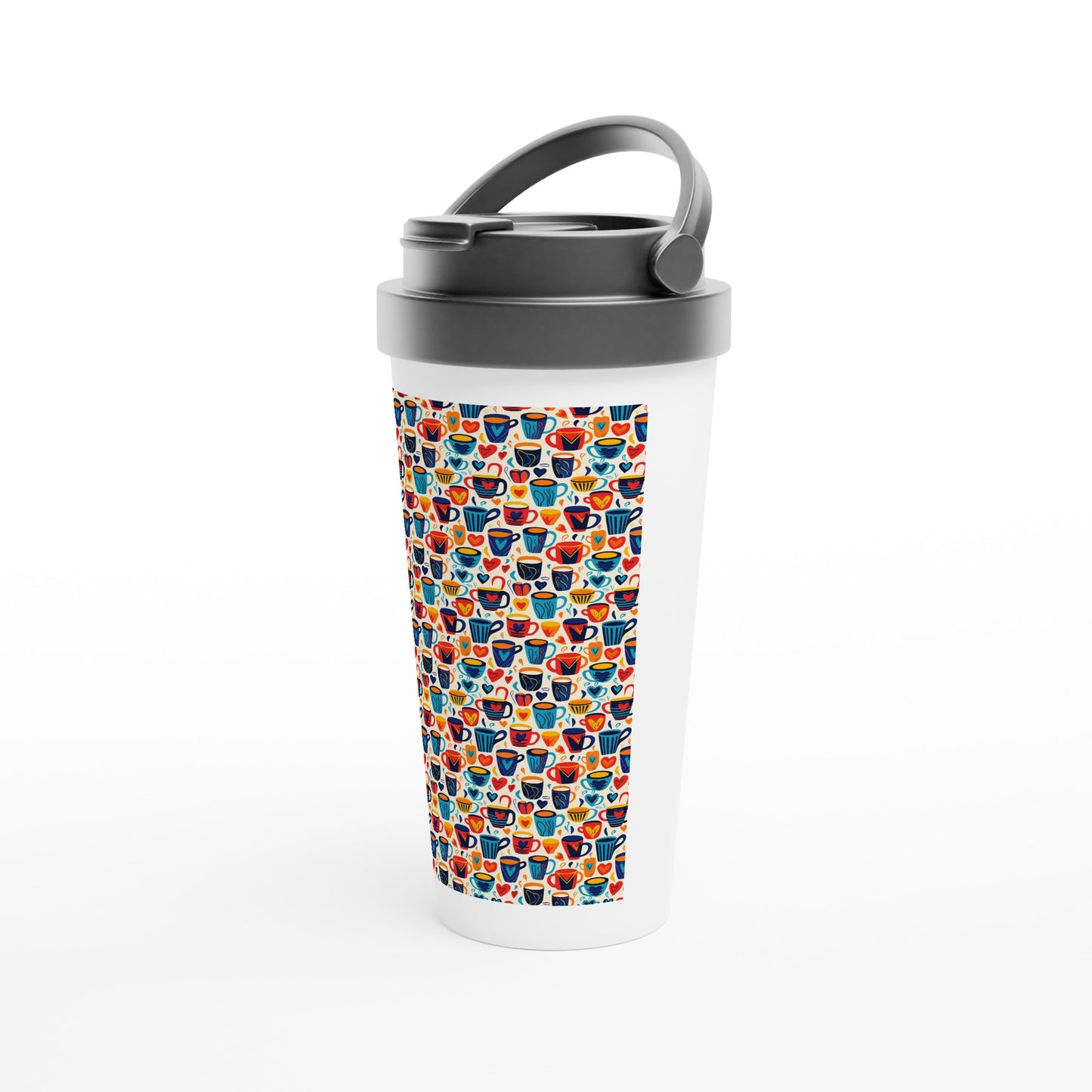 White 15oz Stainless Steel Travel Mug: Coffee and Tea 04