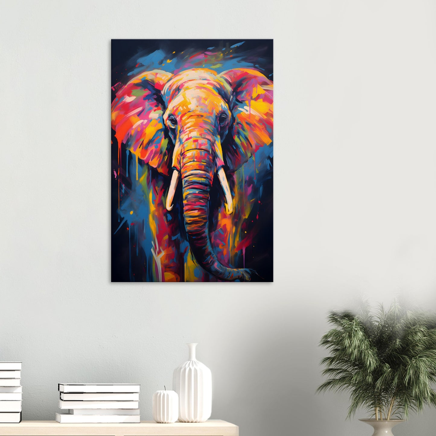 Neon Zoo: Elephant (Thin Canvas Print, 12" x 18" or 24" x 36", Portrait)