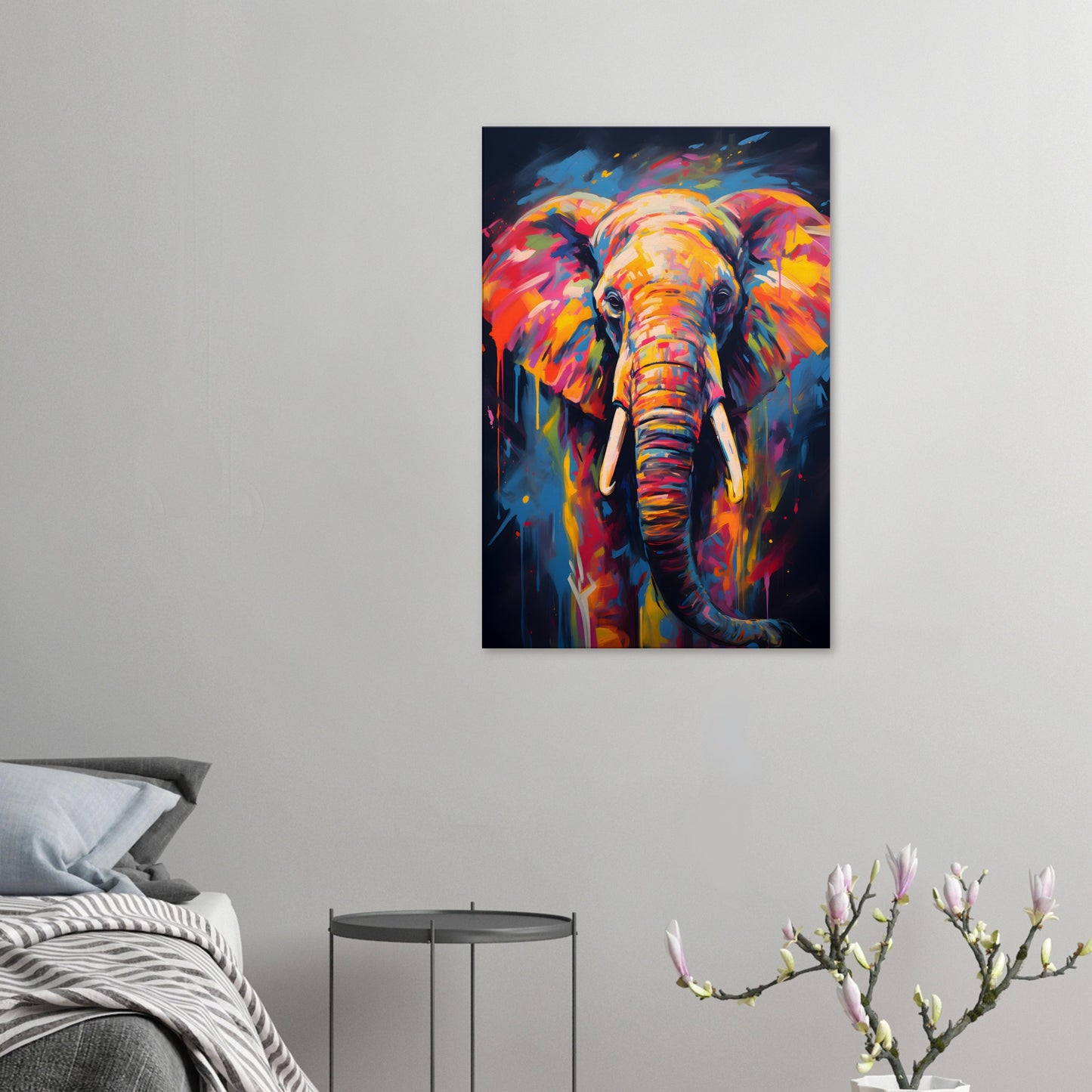 Neon Zoo: Elephant (Thin Canvas Print, 12" x 18" or 24" x 36", Portrait)