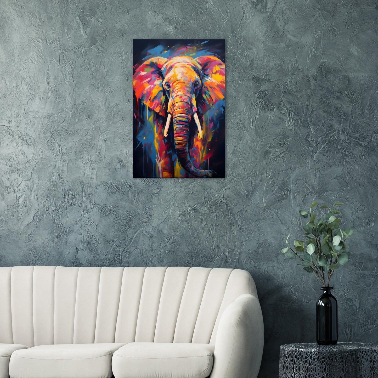 Neon Zoo: Elephant (Thin Canvas Print, 12" x 18" or 24" x 36", Portrait)