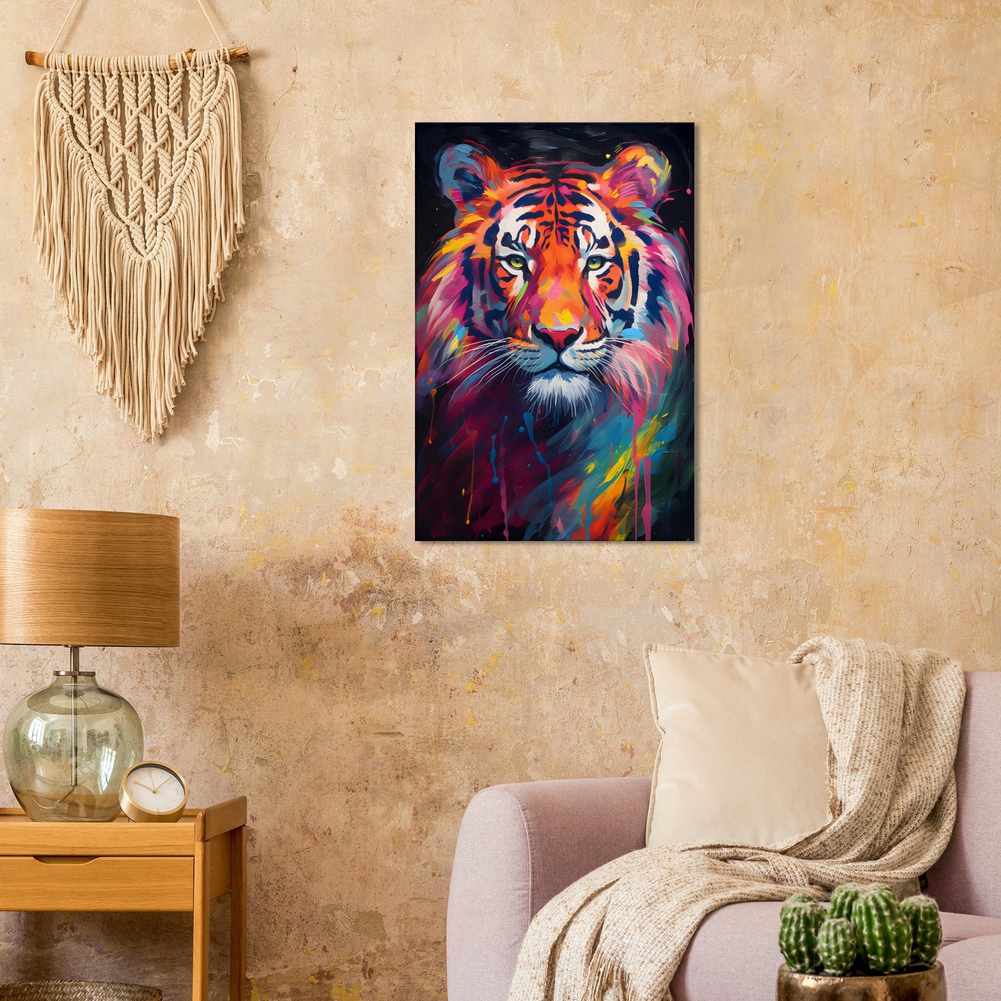 Neon Zoo: Tiger (Thin Canvas Print, 12" x 18" or 24" x 36", Portrait)