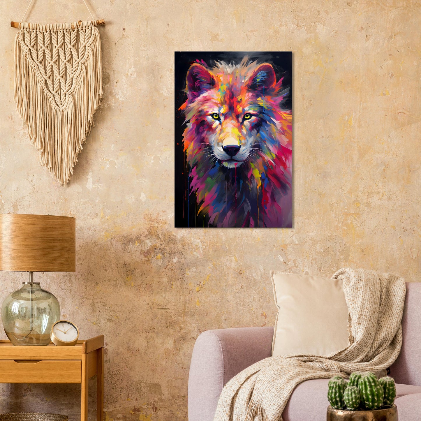 Neon Zoo: Wolf (Thin Canvas Print, 12" x 18" or 24" x 36", Portrait)