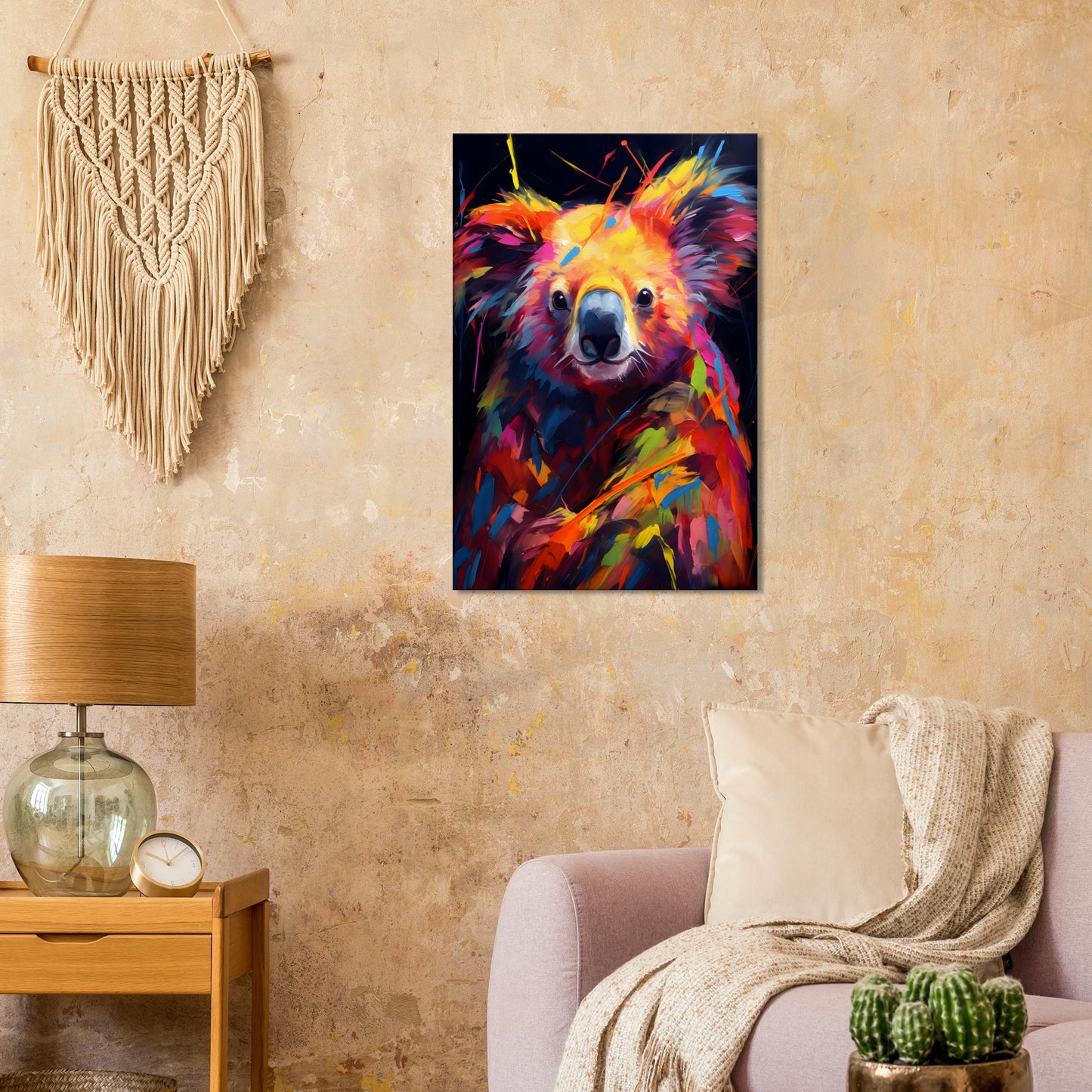 Neon Zoo: Koala (Thin Canvas Print, 12" x 18" or 24" x 36", Portrait)