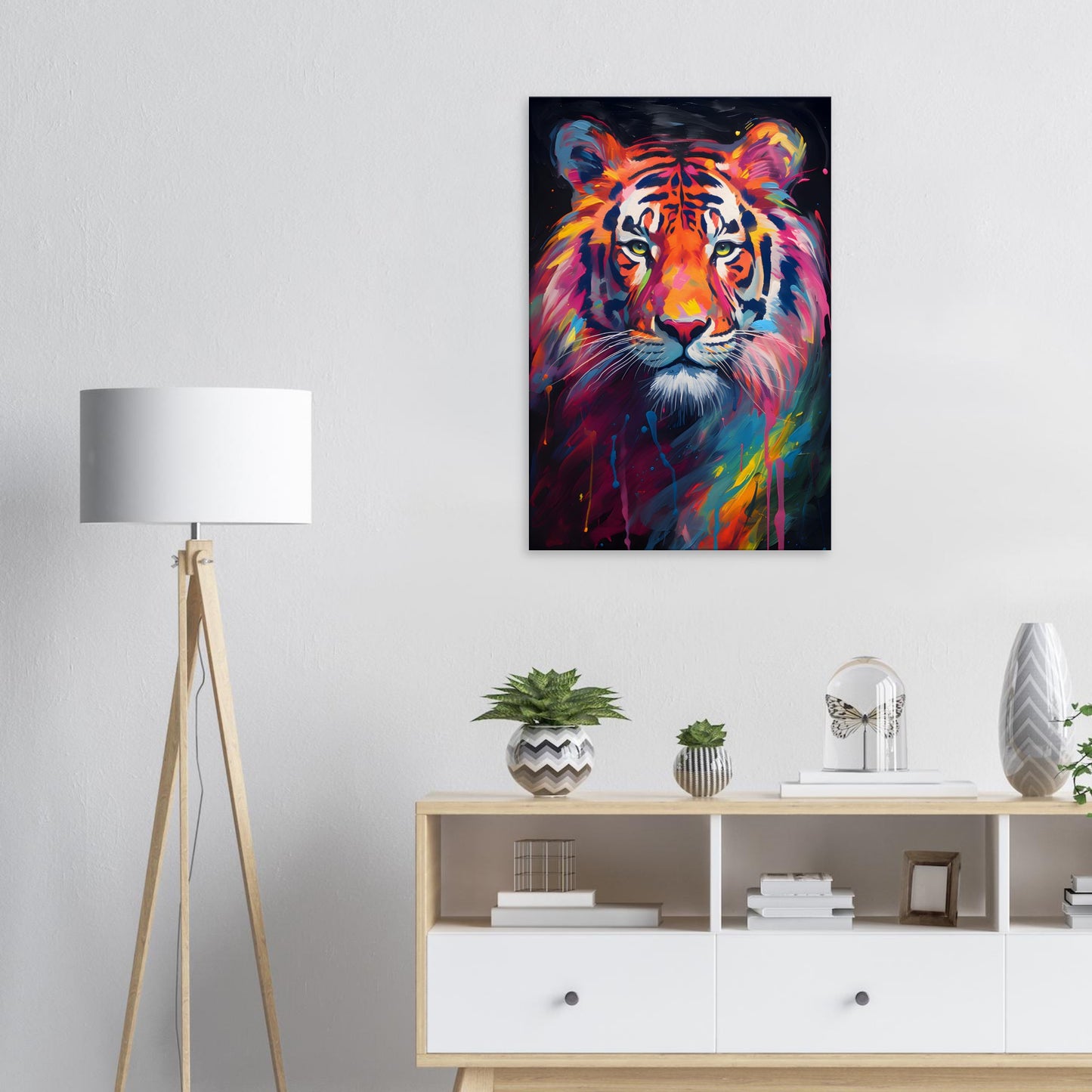 Neon Zoo: Tiger (Thin Canvas Print, 12" x 18" or 24" x 36", Portrait)