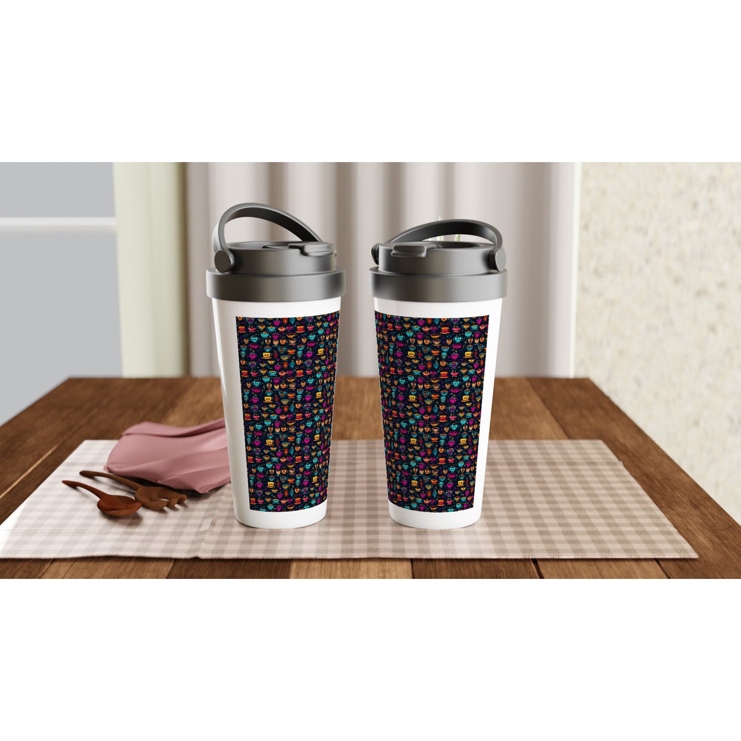 White 15oz Stainless Steel Travel Mug: Coffee and Tea 03