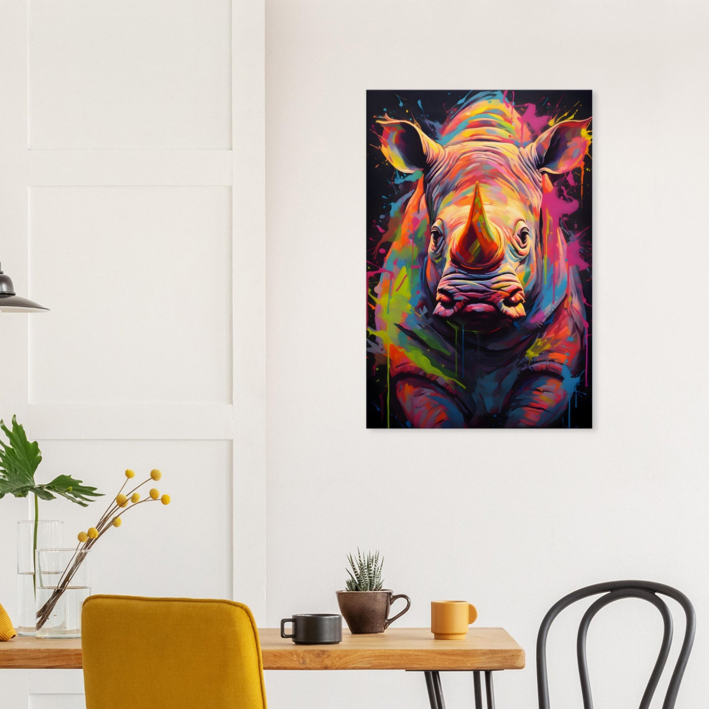 Neon Zoo: Rhinoceros (Thin Canvas Print, 12" x 18" or 24" x 36", Portrait)