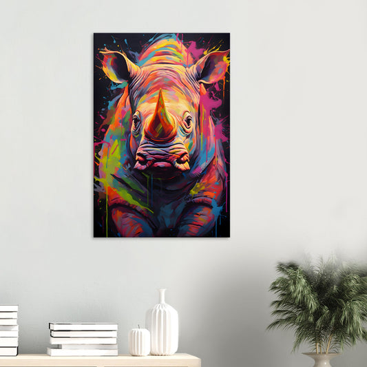 Neon Zoo: Rhinoceros (Thin Canvas Print, 12" x 18" or 24" x 36", Portrait)