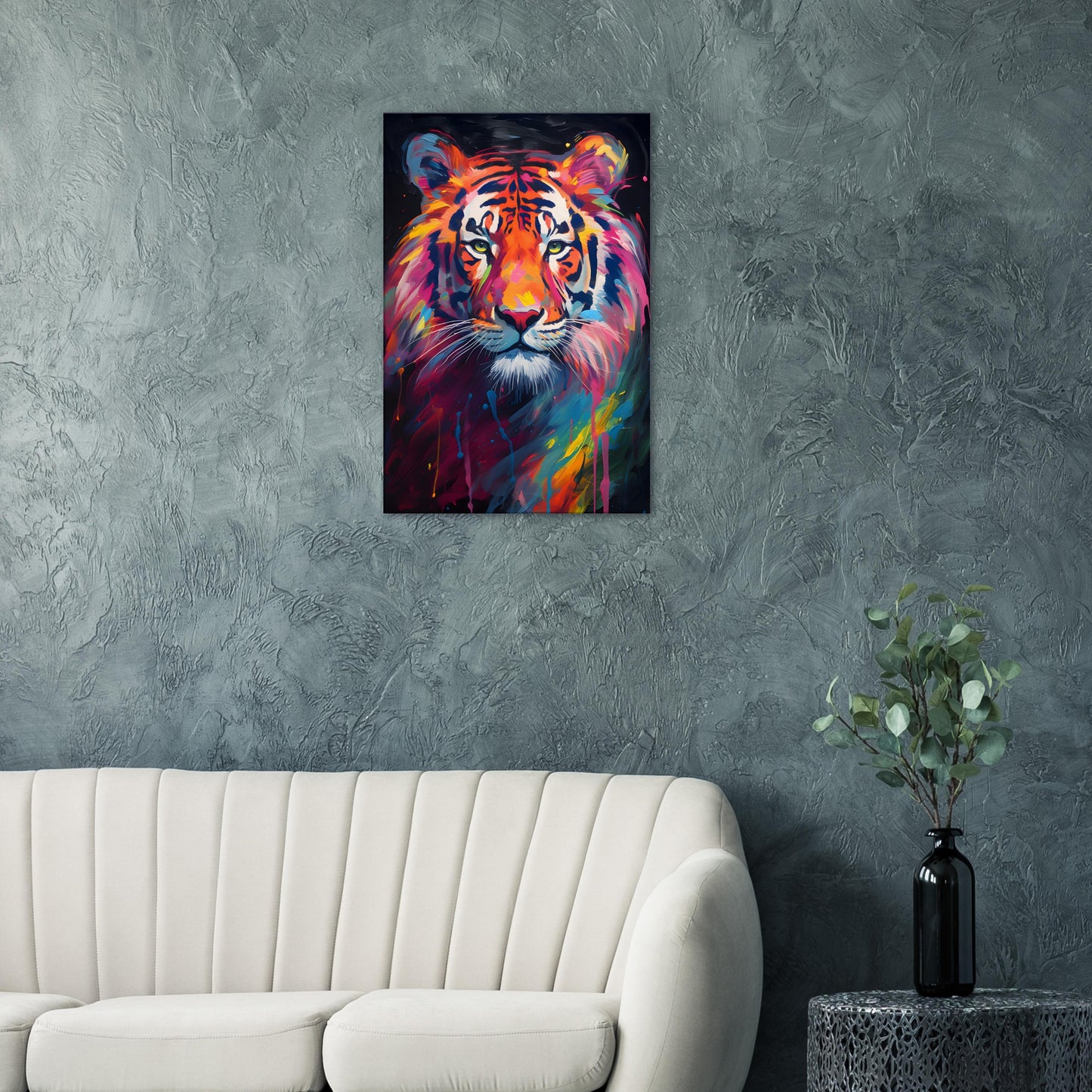 Neon Zoo: Tiger (Thin Canvas Print, 12" x 18" or 24" x 36", Portrait)