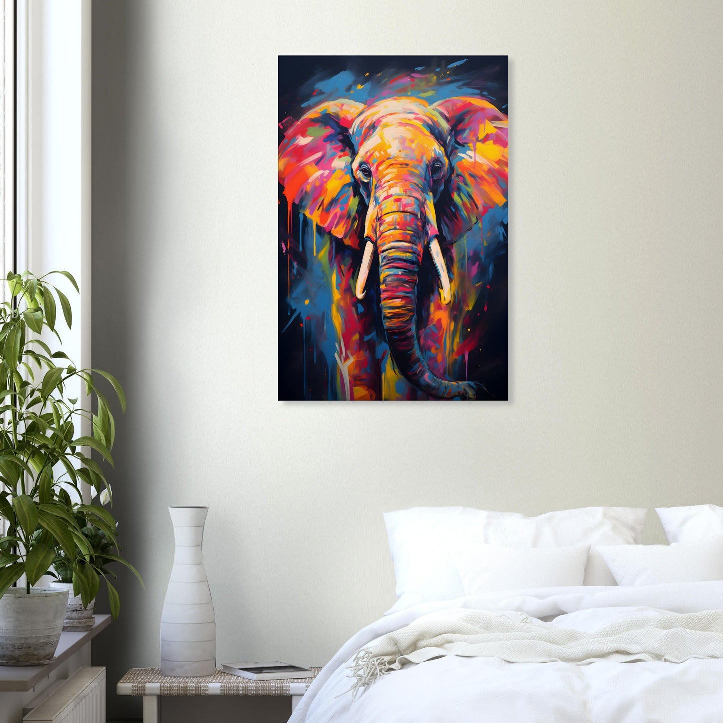 Neon Zoo: Elephant (Thin Canvas Print, 12" x 18" or 24" x 36", Portrait)