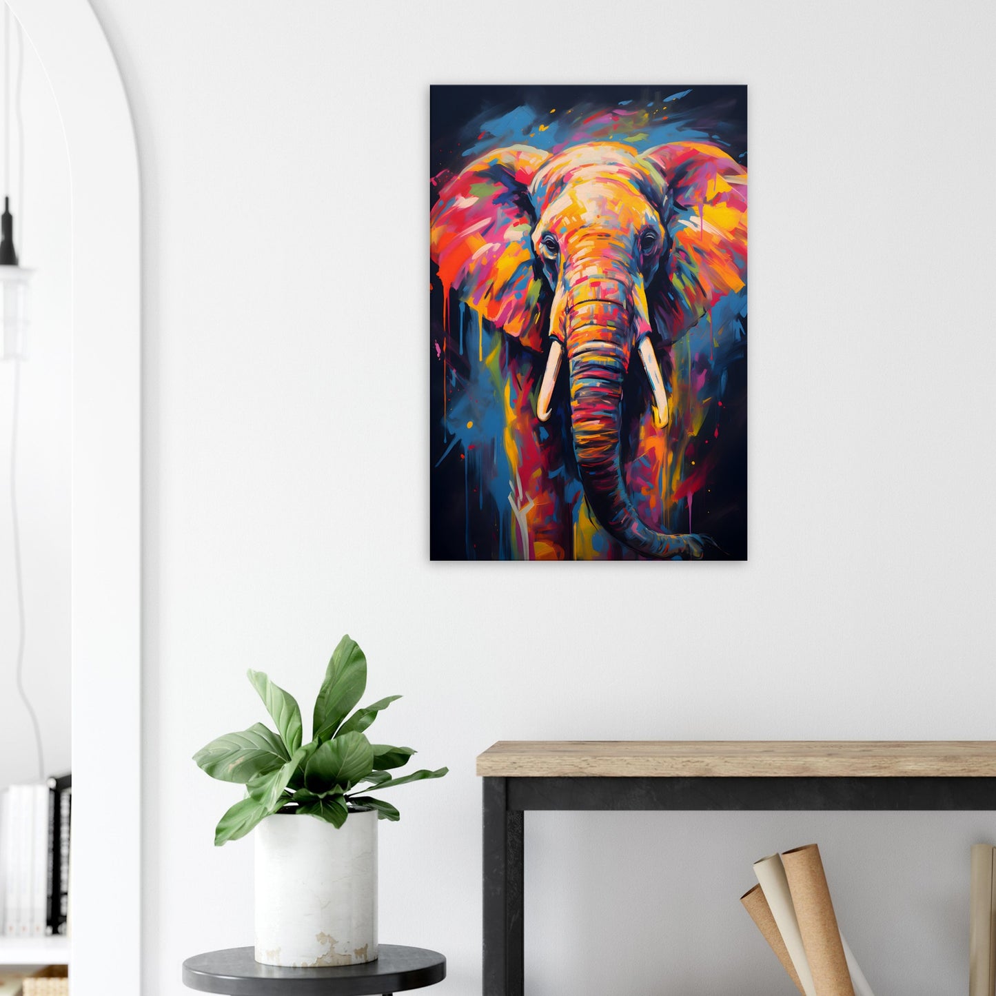 Neon Zoo: Elephant (Thin Canvas Print, 12" x 18" or 24" x 36", Portrait)