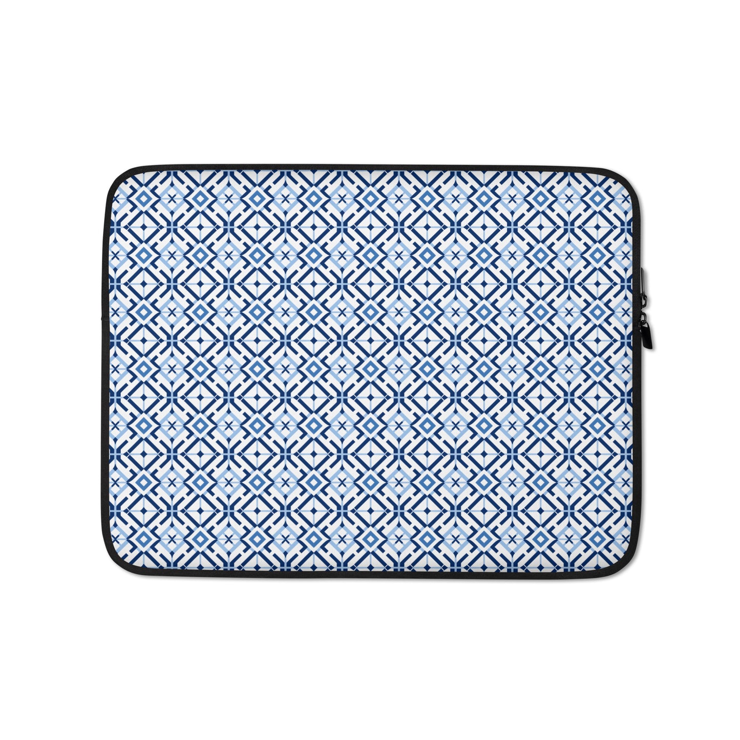 Laptop Sleeve: Blue and White Geometric