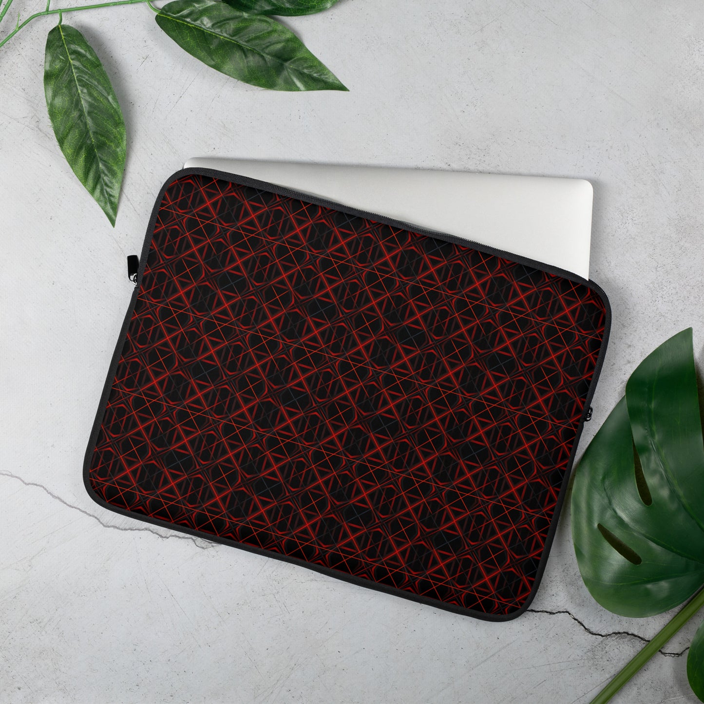 Laptop Sleeve: Black and Red Geometric