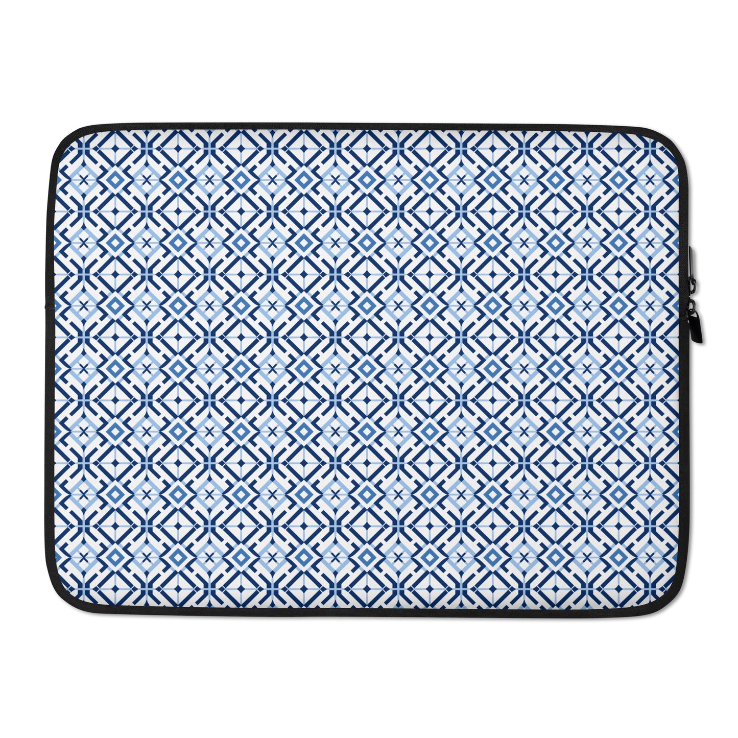 Laptop Sleeve: Blue and White Geometric