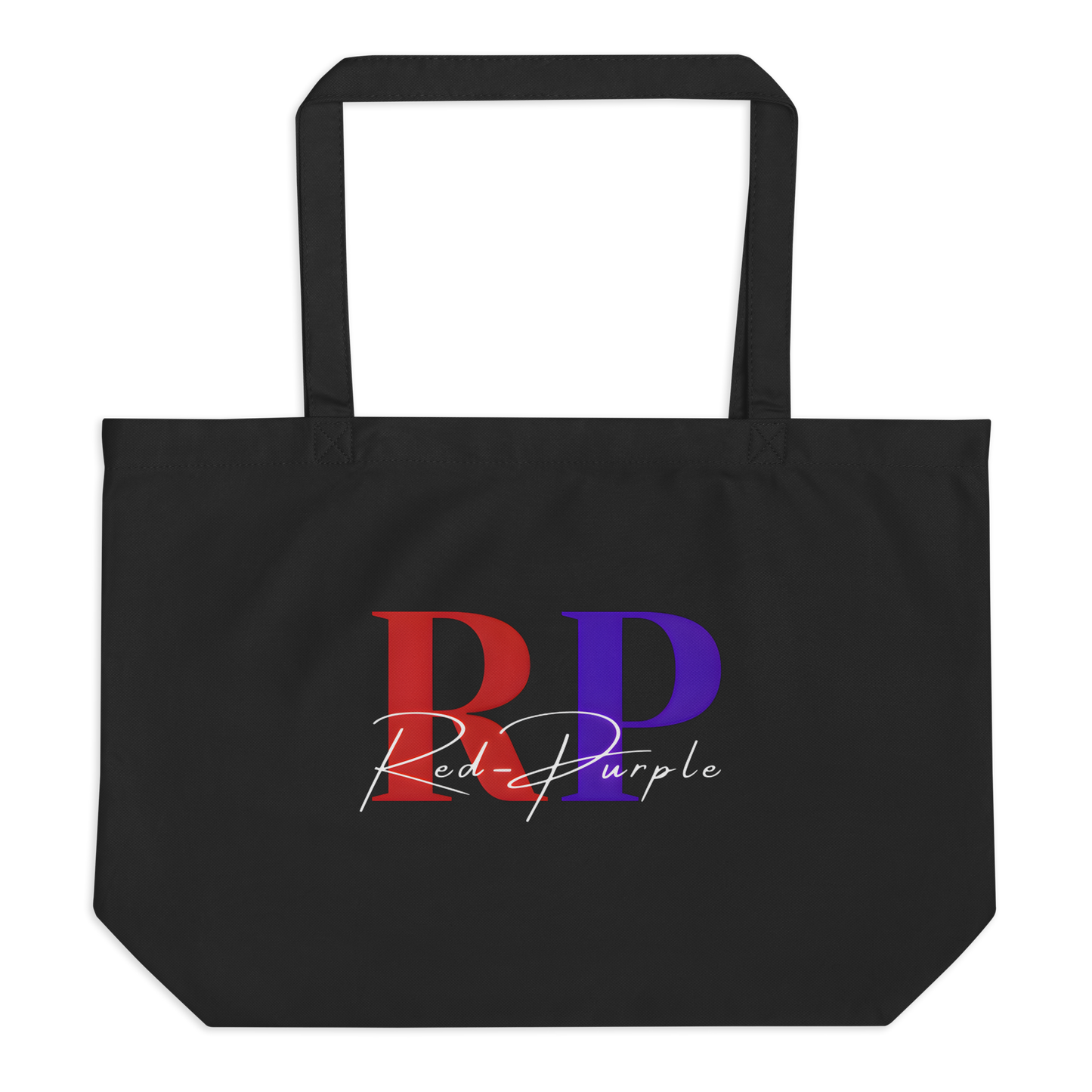 Large Organic Tote Bag: Red-Purple - Logo