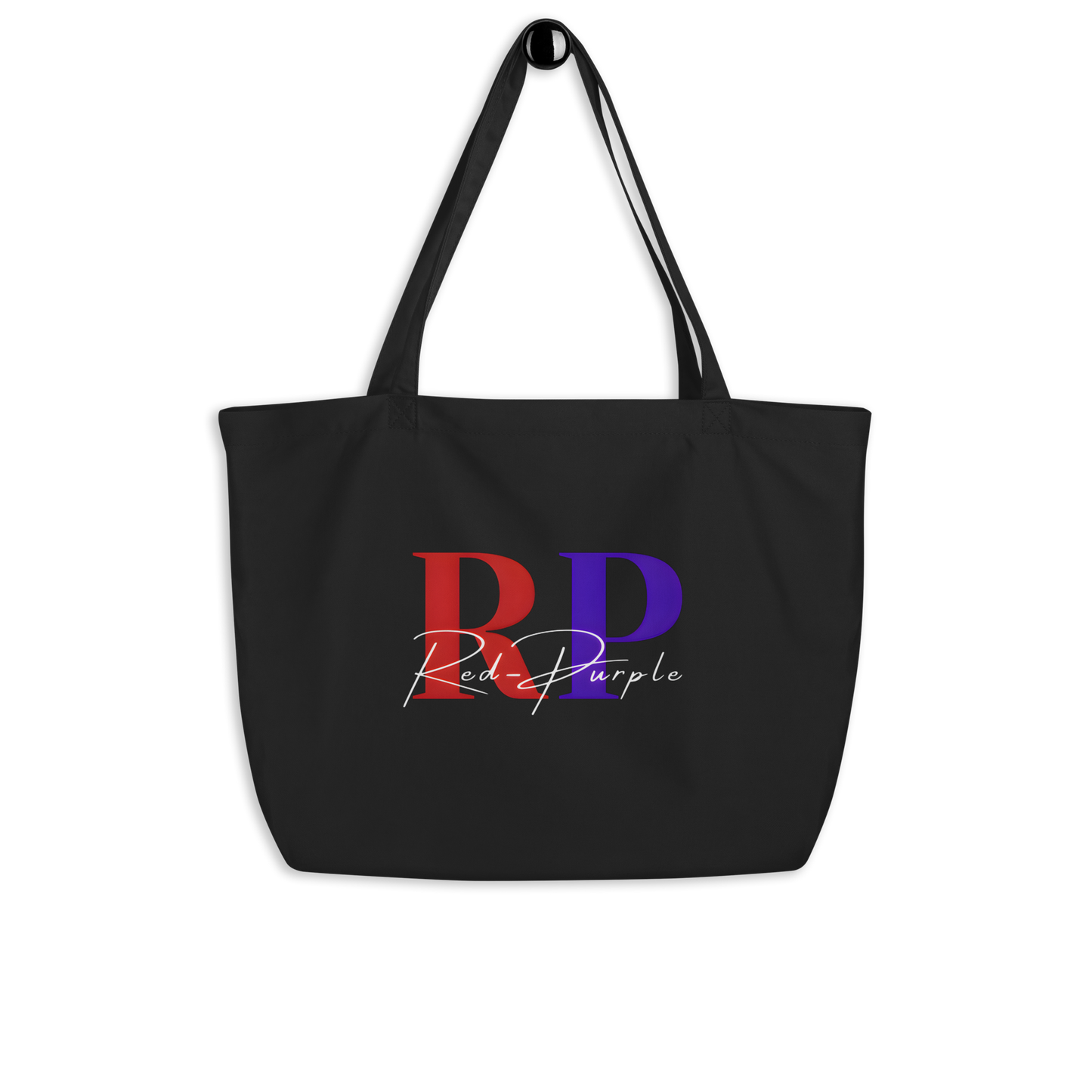 Large Organic Tote Bag: Red-Purple - Logo