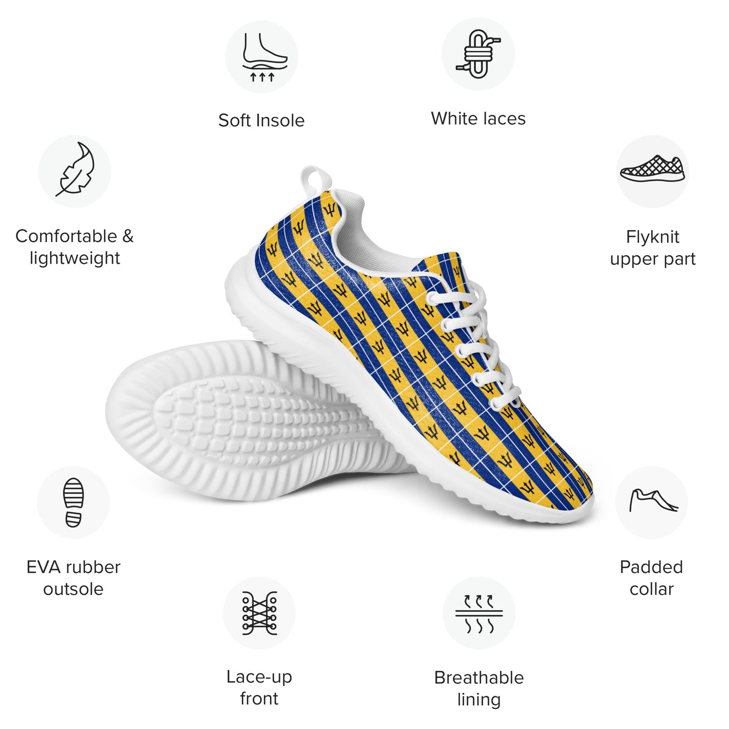 Men’s Athletic Shoes: Barbados - Patterned Flag