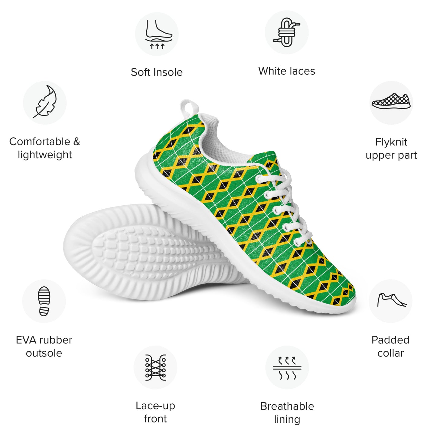 Men’s Athletic Shoes: Jamaica - Patterned Flag