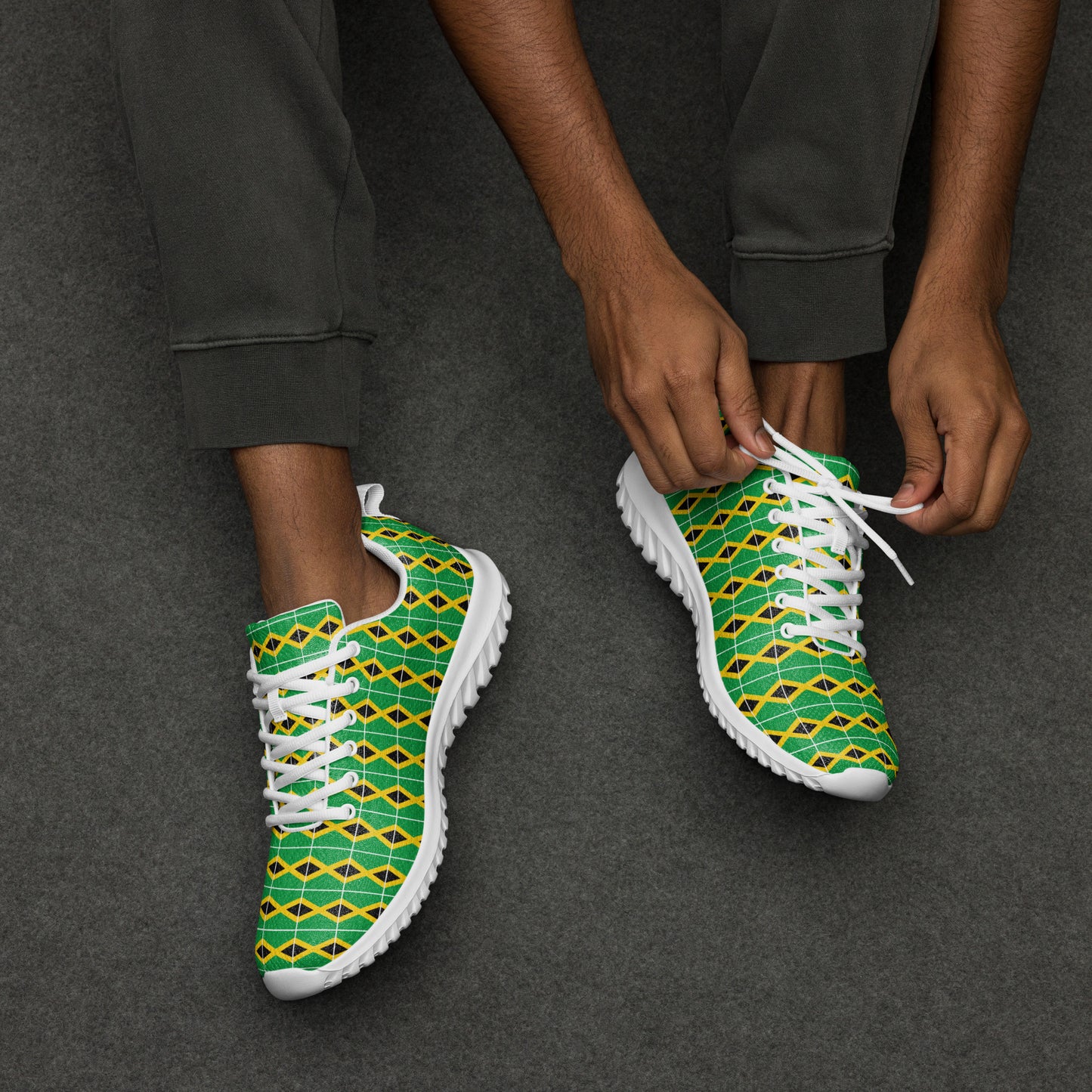 Men’s Athletic Shoes: Jamaica - Patterned Flag