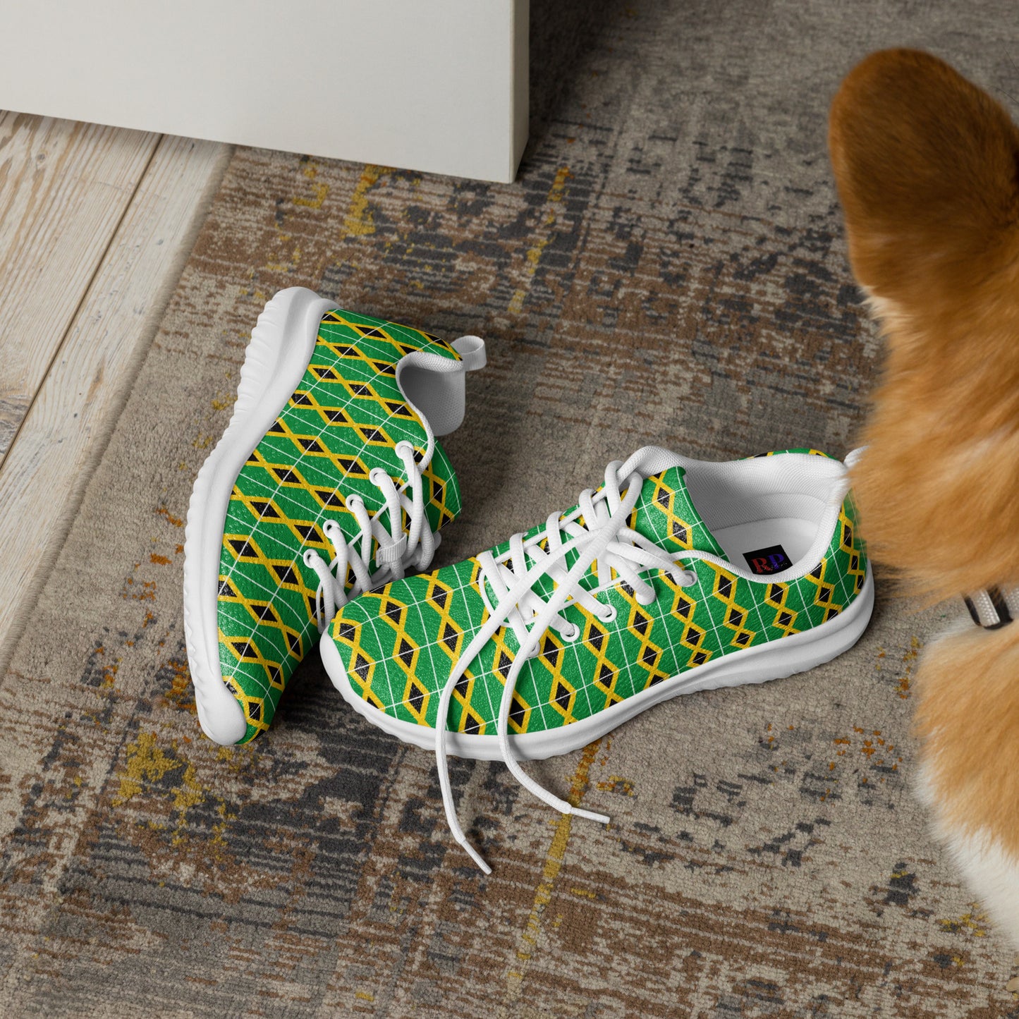 Men’s Athletic Shoes: Jamaica - Patterned Flag