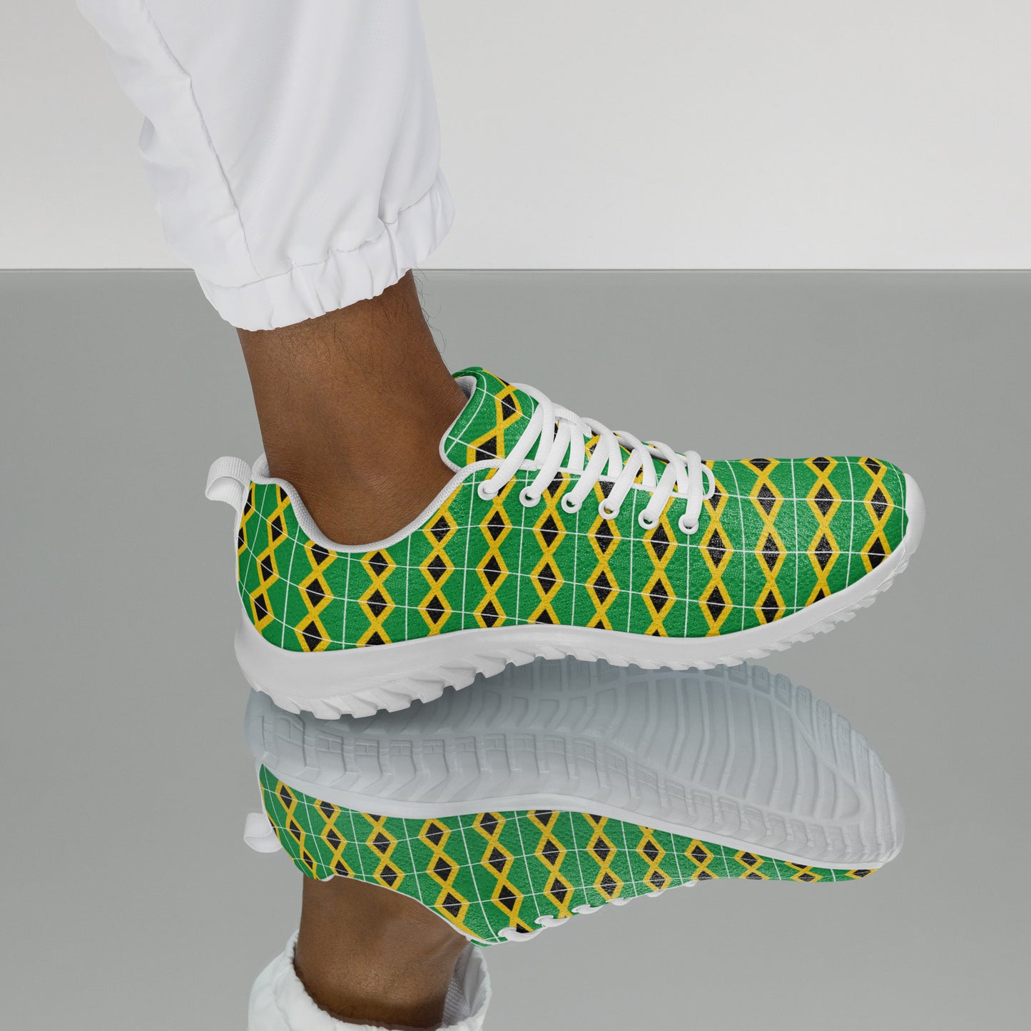 Men’s Athletic Shoes: Jamaica - Patterned Flag