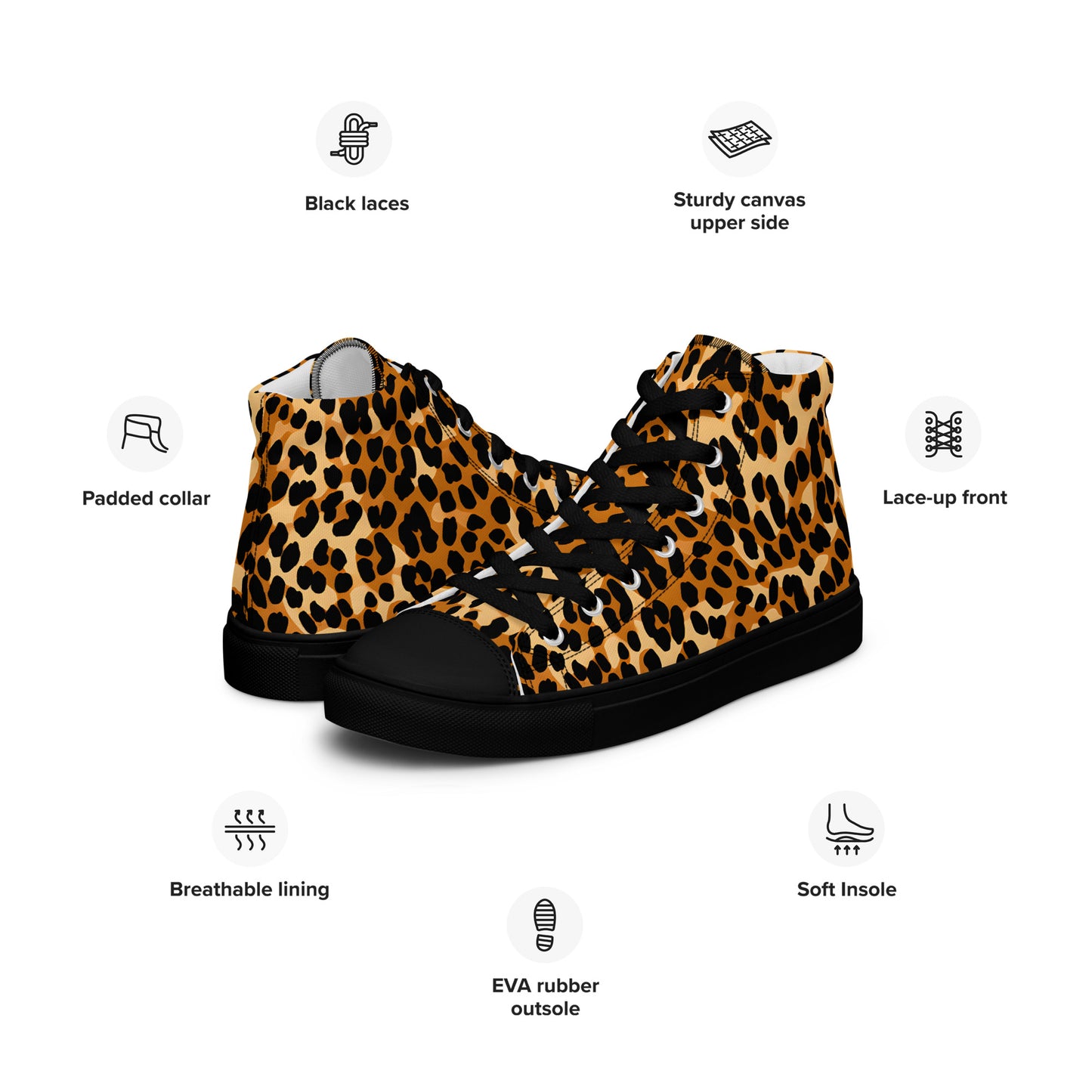 Men’s High Top Canvas Shoes: Leopard