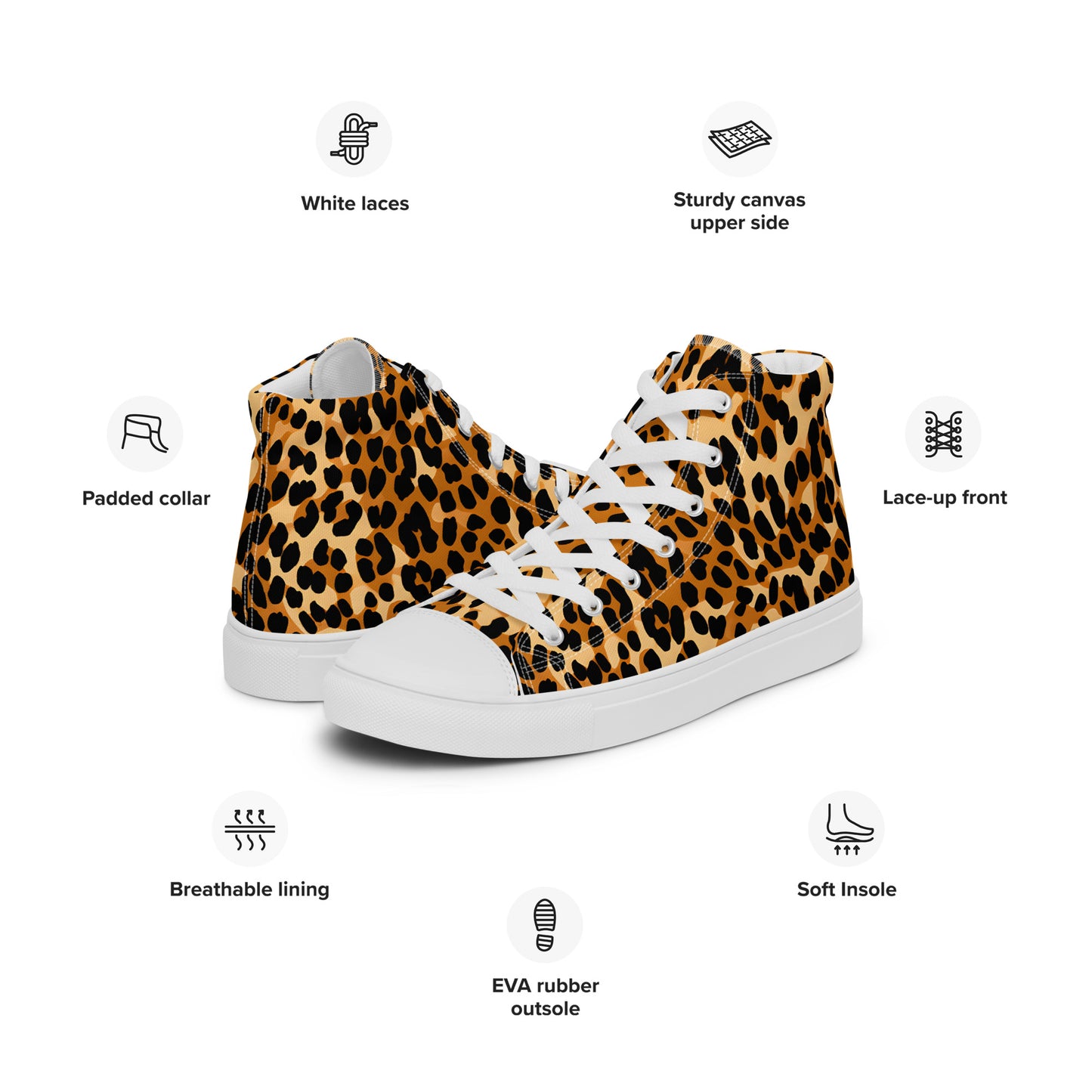 Men’s High Top Canvas Shoes: Leopard