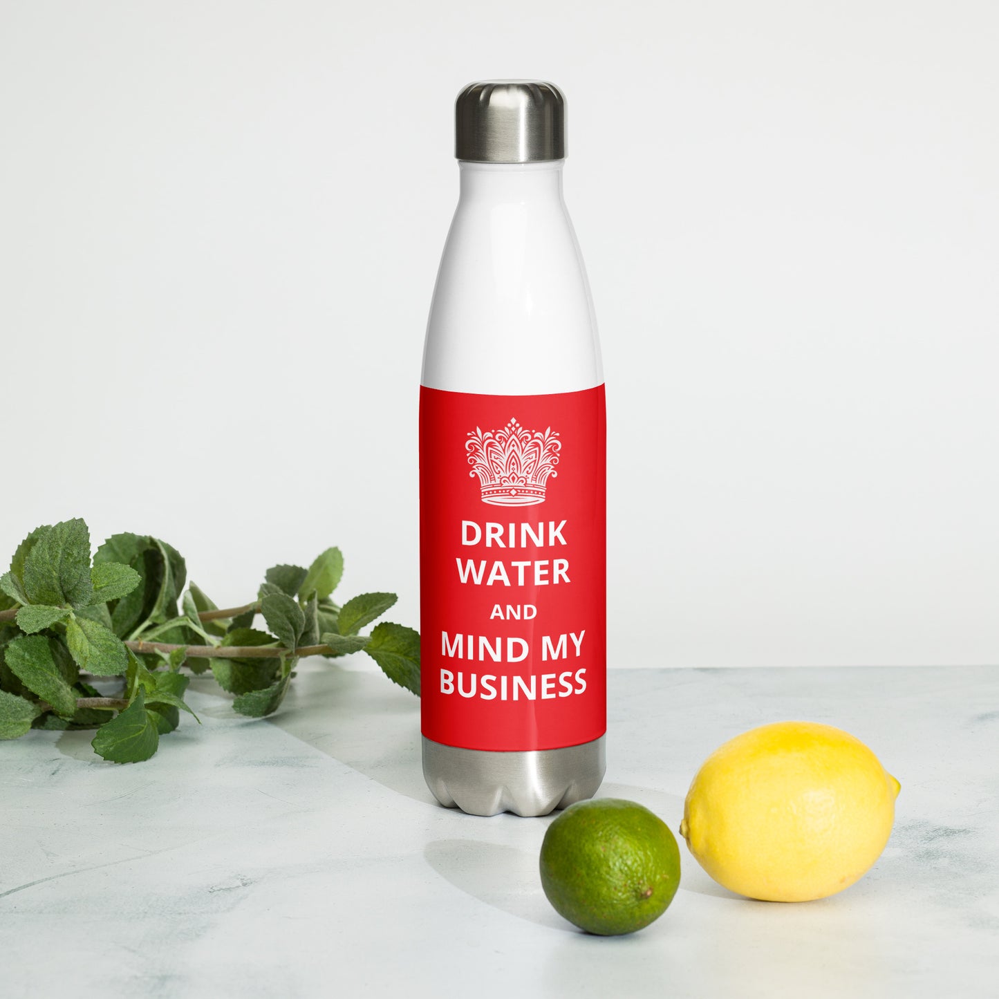 17oz Stainless Steel Water Bottle: Caribbean - "Drink Water and Mind My Business" (3 colours)