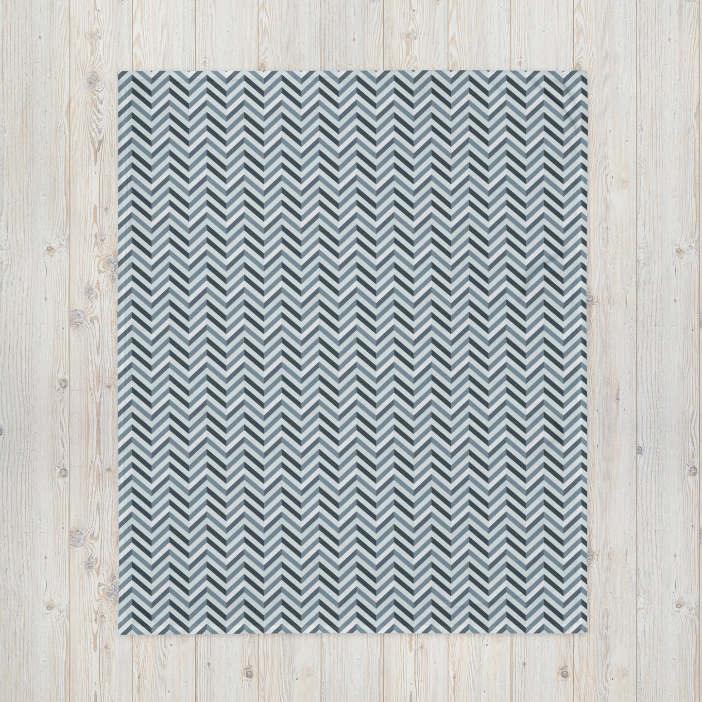 Throw Blanket: Grey and White Chevron (50" x 60" or 60" x 80")