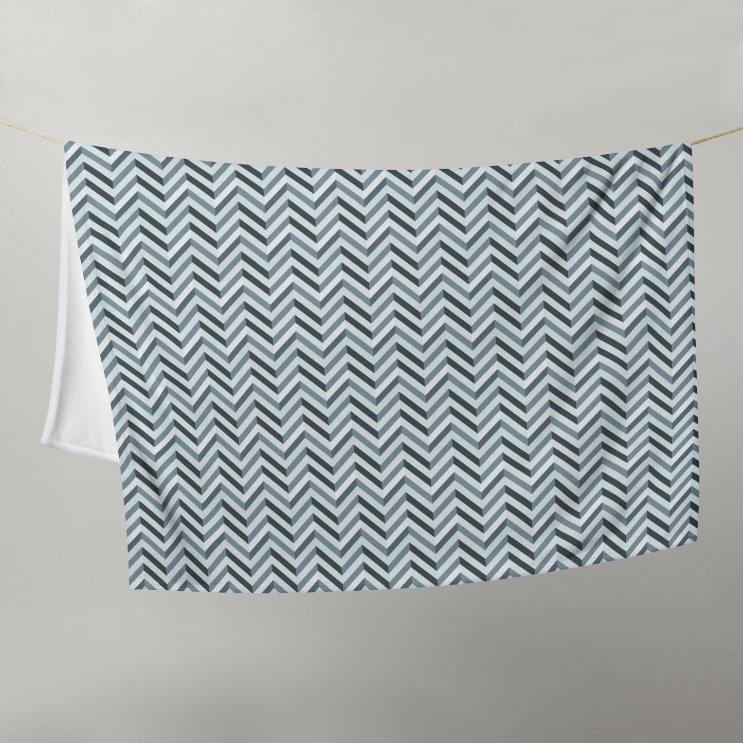 Throw Blanket: Grey and White Chevron (50" x 60" or 60" x 80")