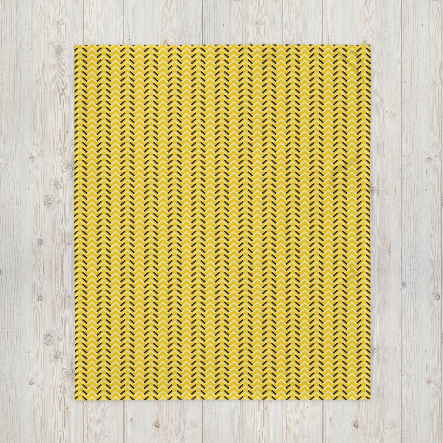 Throw Blanket: Yellow and Black Chevron (50" x 60" or 60" x 80")