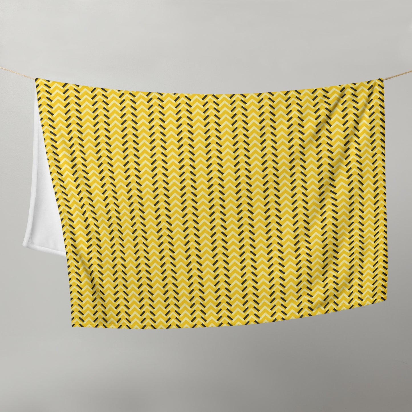 Throw Blanket: Yellow and Black Chevron (50" x 60" or 60" x 80")