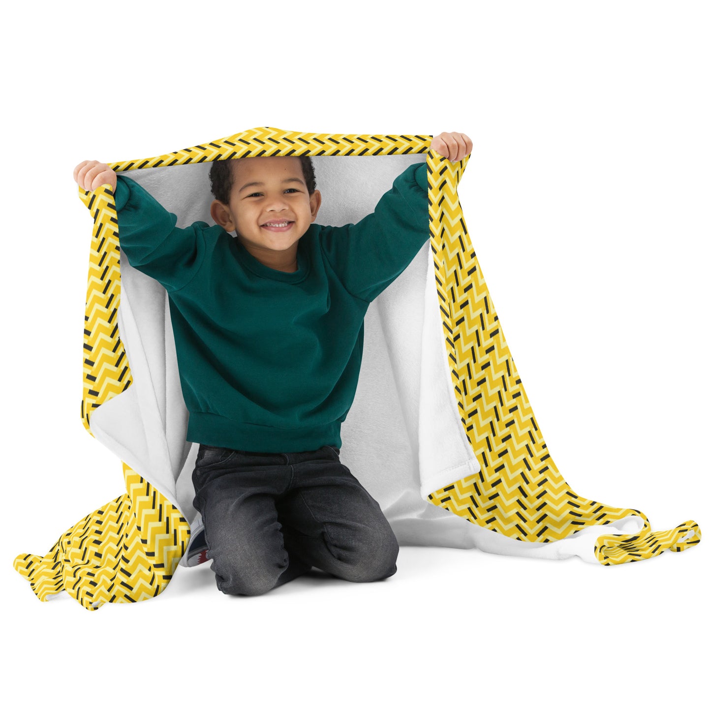 Throw Blanket: Yellow and Black Chevron (50" x 60" or 60" x 80")