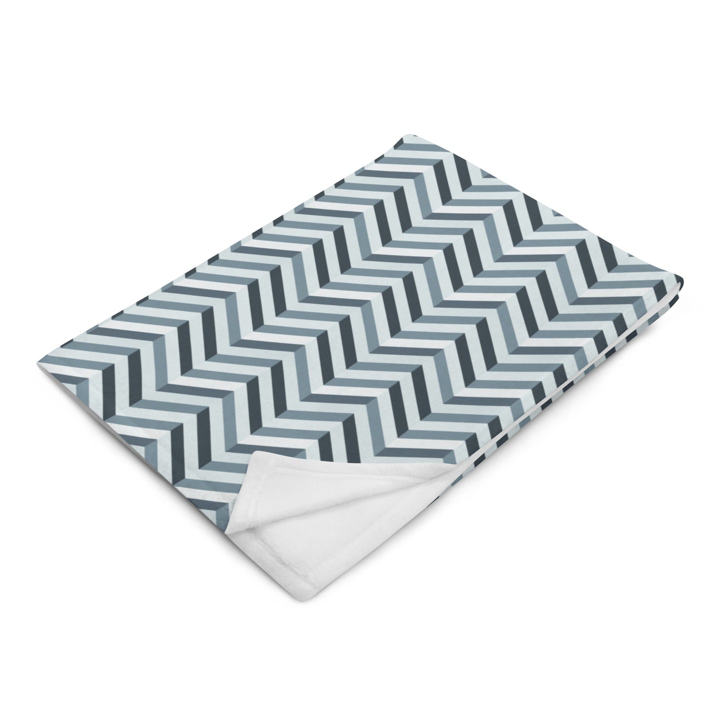 Throw Blanket: Grey and White Chevron (50" x 60" or 60" x 80")