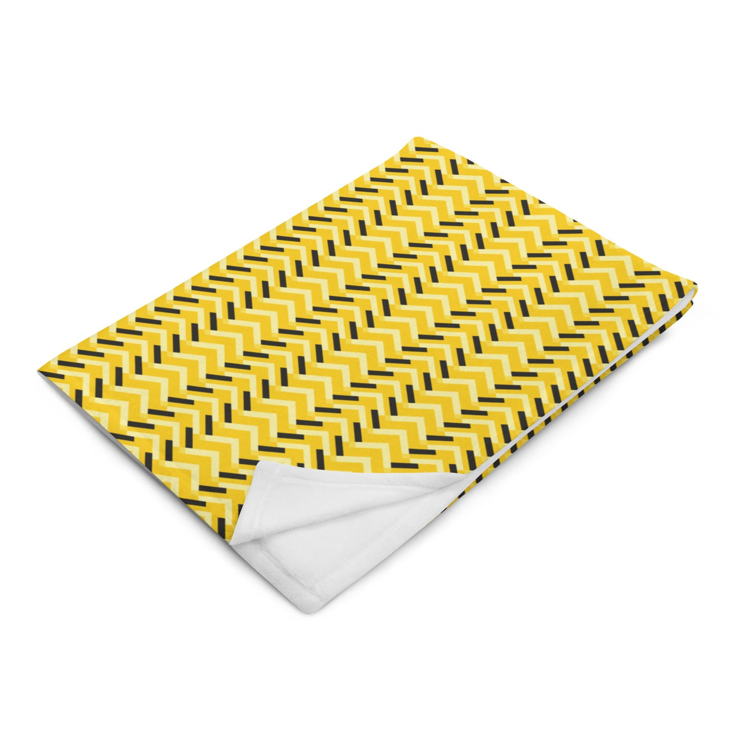 Throw Blanket: Yellow and Black Chevron (50" x 60" or 60" x 80")