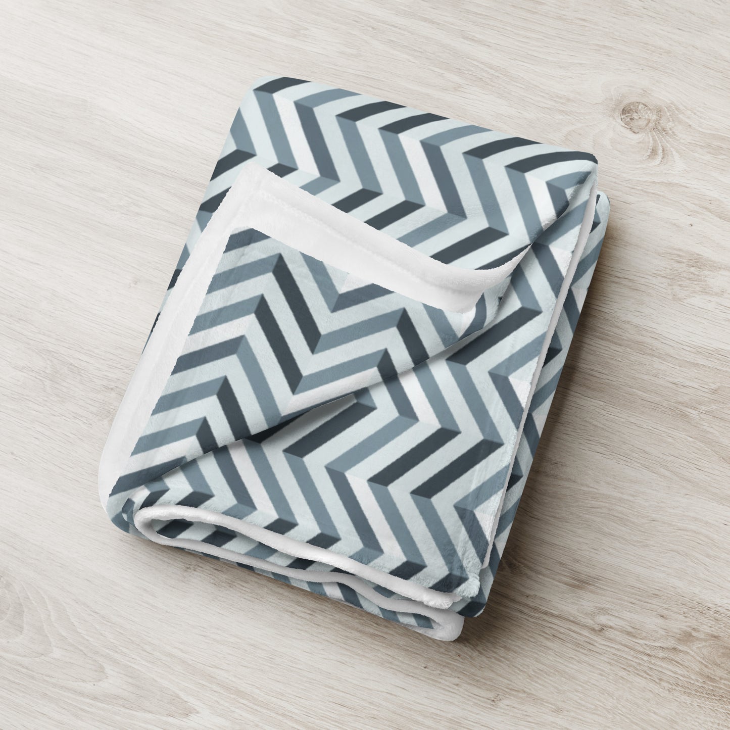 Throw Blanket: Grey and White Chevron (50" x 60" or 60" x 80")