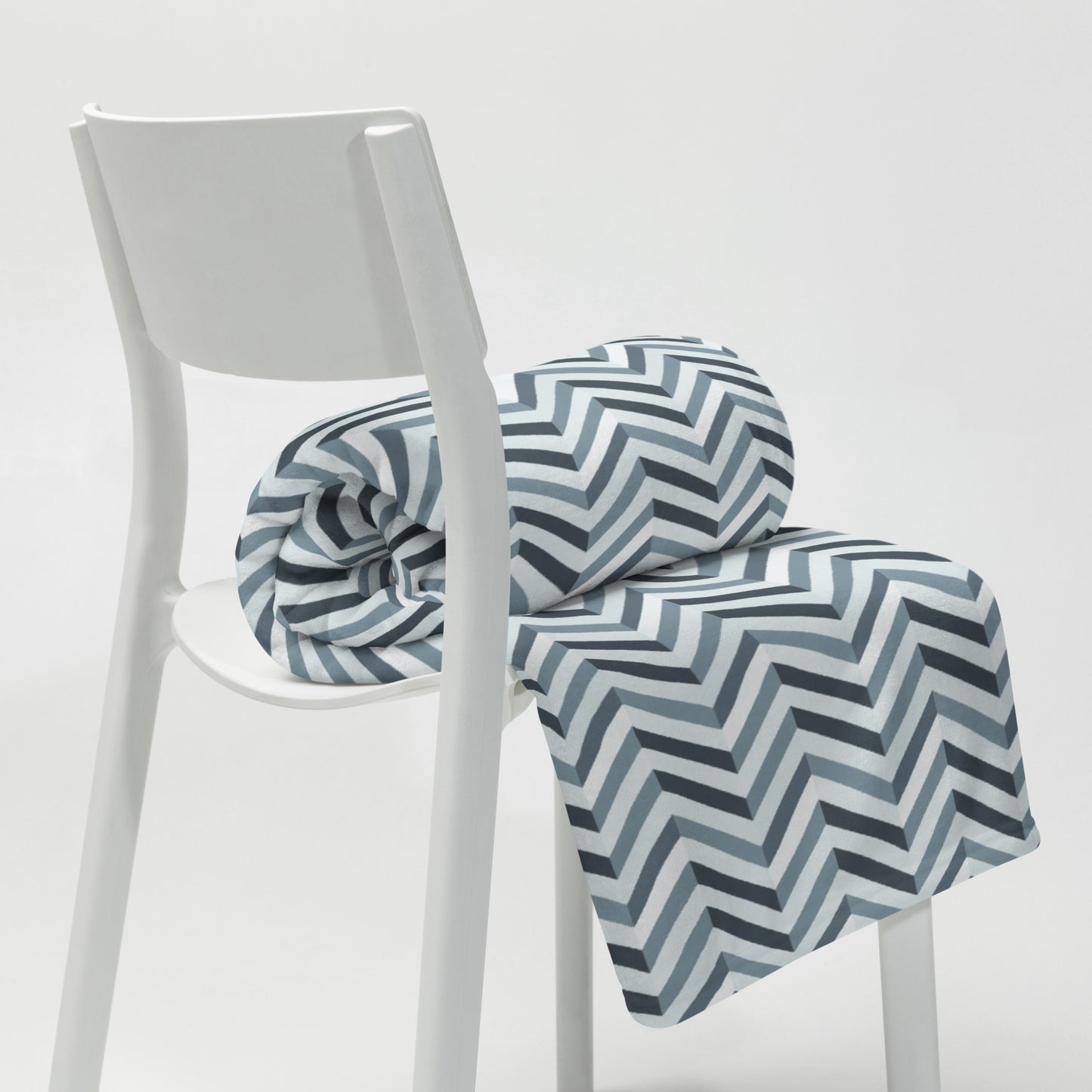 Throw Blanket: Grey and White Chevron (50" x 60" or 60" x 80")