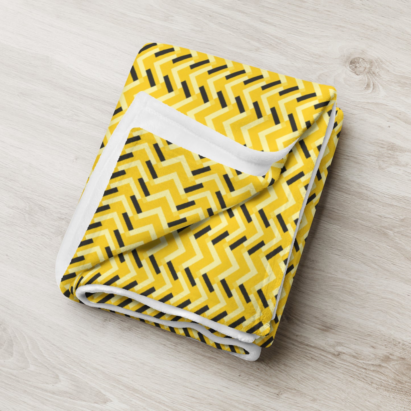 Throw Blanket: Yellow and Black Chevron (50" x 60" or 60" x 80")