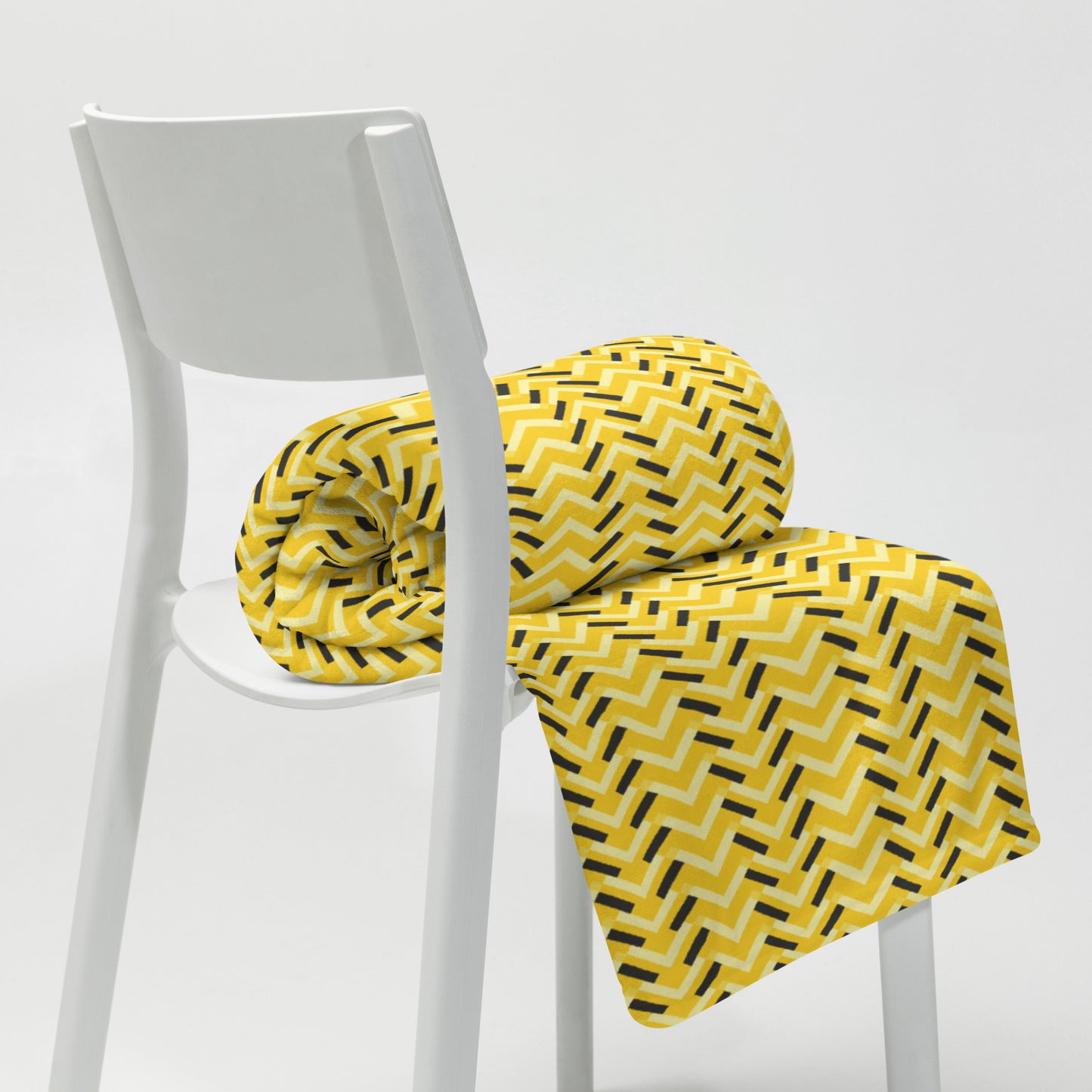 Throw Blanket: Yellow and Black Chevron (50" x 60" or 60" x 80")