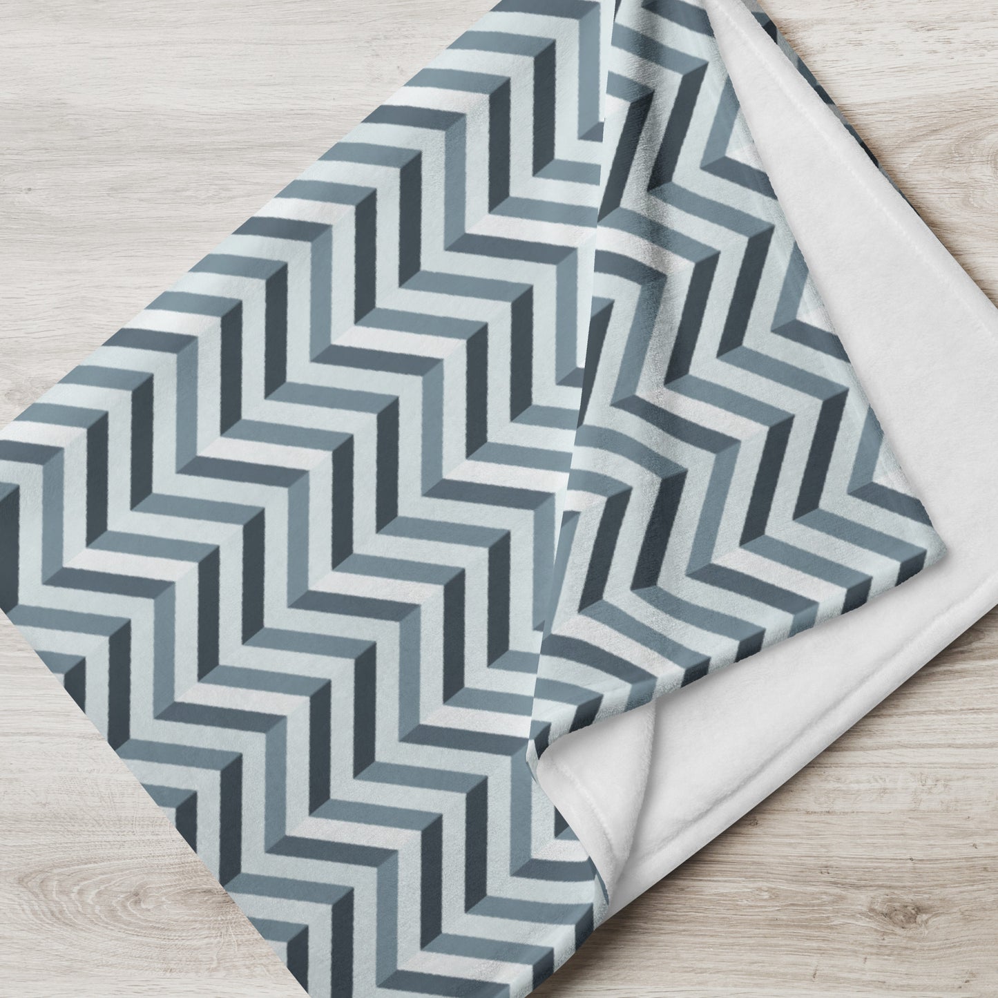 Throw Blanket: Grey and White Chevron (50" x 60" or 60" x 80")