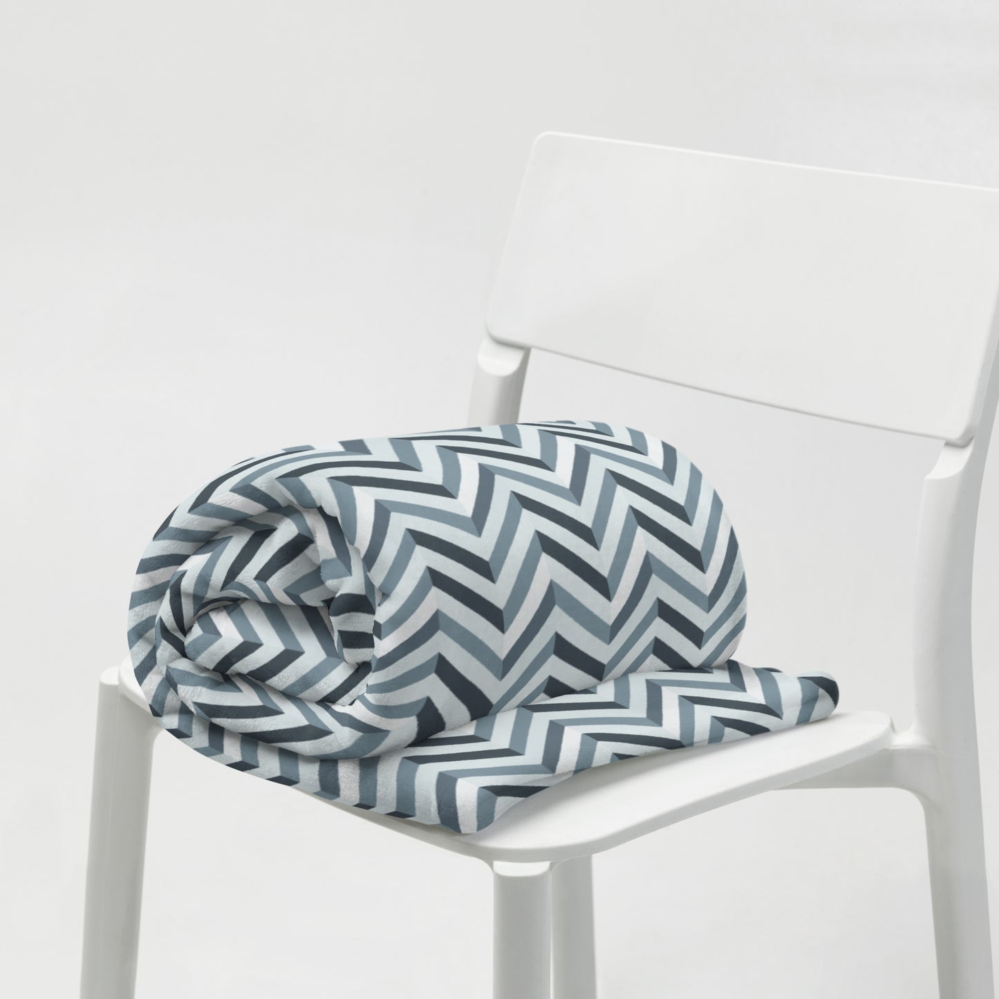 Throw Blanket: Grey and White Chevron (50" x 60" or 60" x 80")