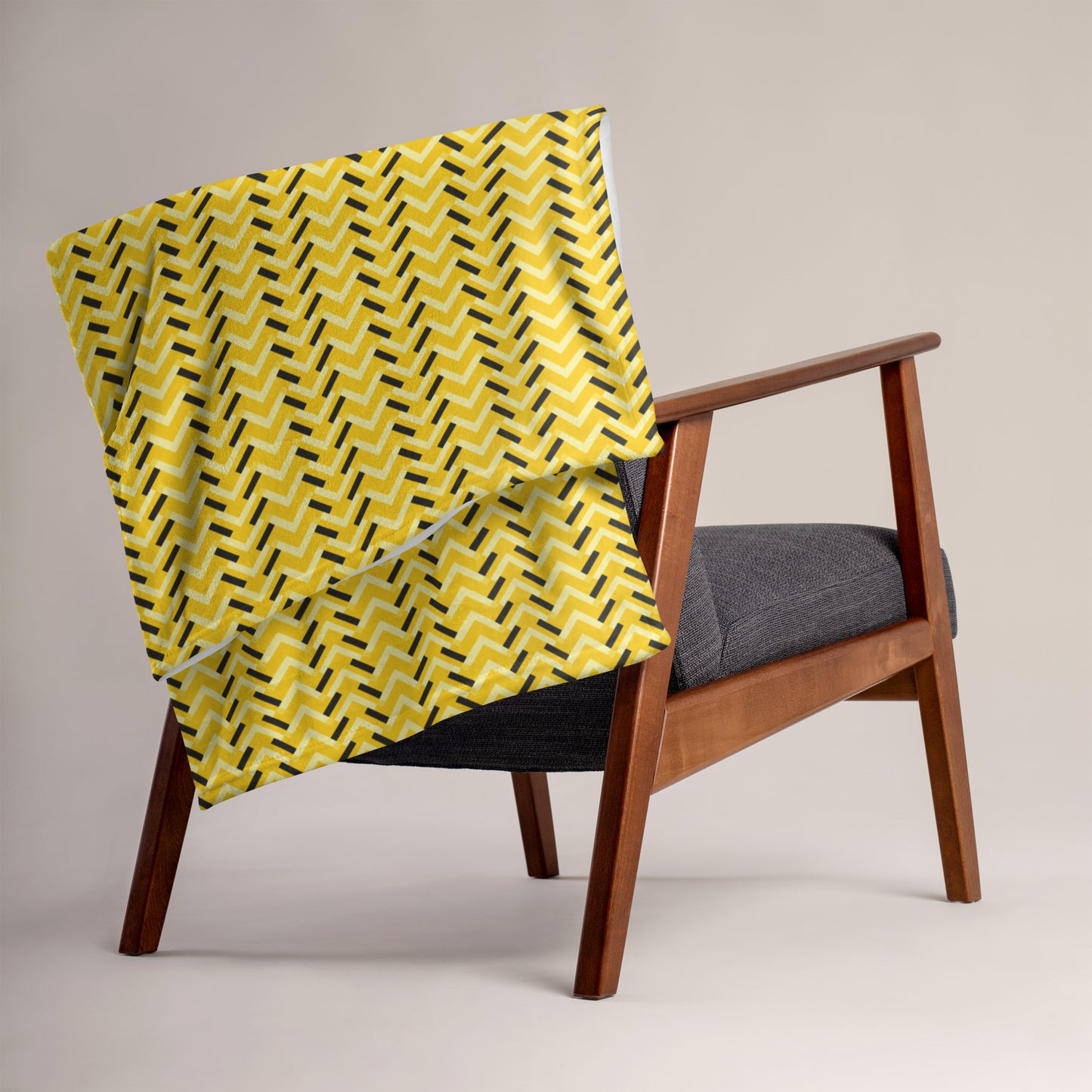 Throw Blanket: Yellow and Black Chevron (50" x 60" or 60" x 80")