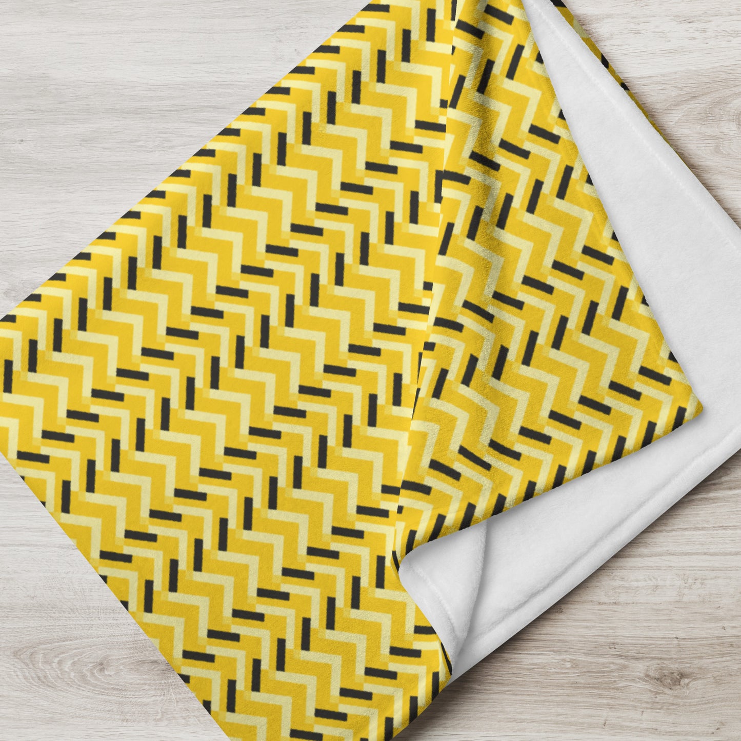 Throw Blanket: Yellow and Black Chevron (50" x 60" or 60" x 80")