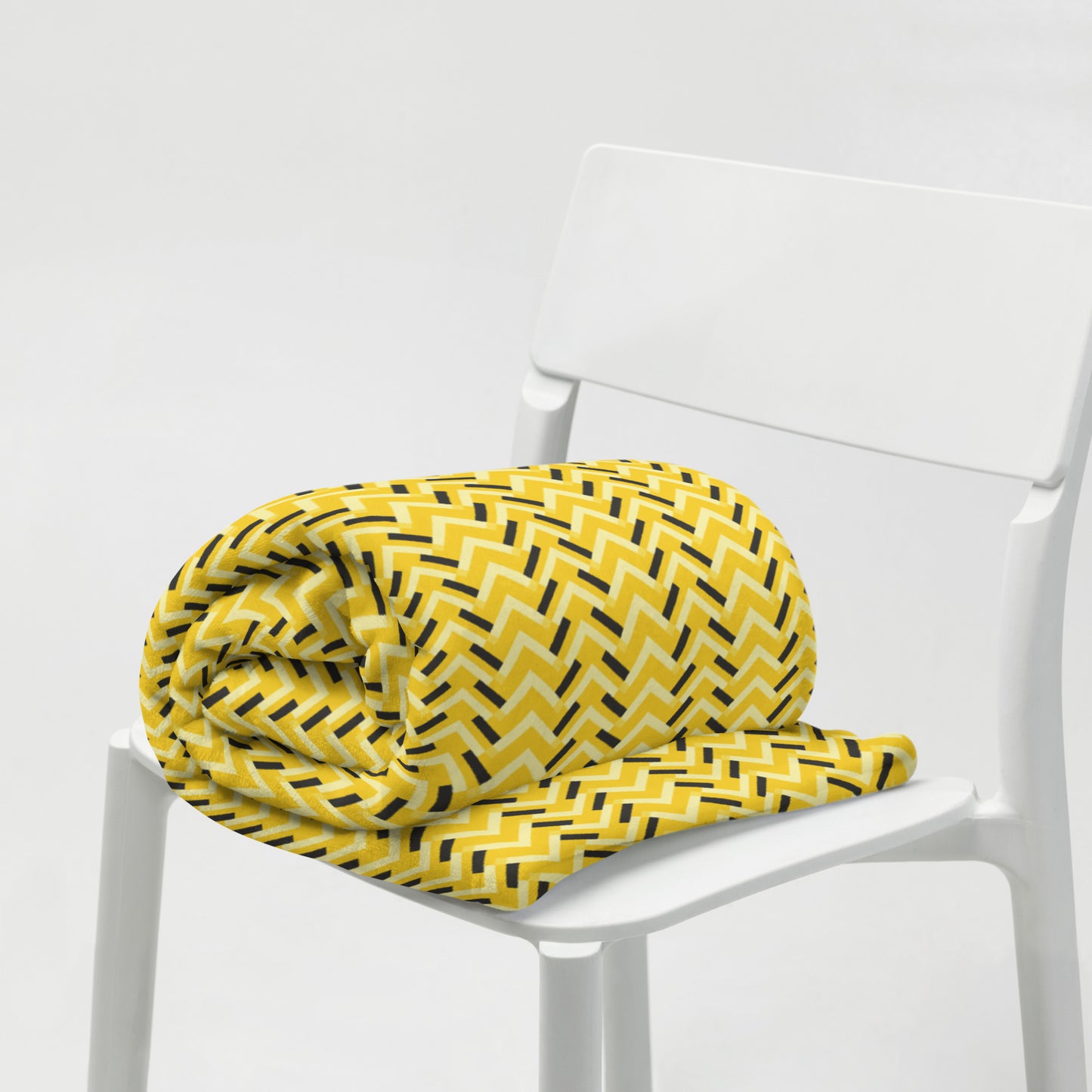 Throw Blanket: Yellow and Black Chevron (50" x 60" or 60" x 80")