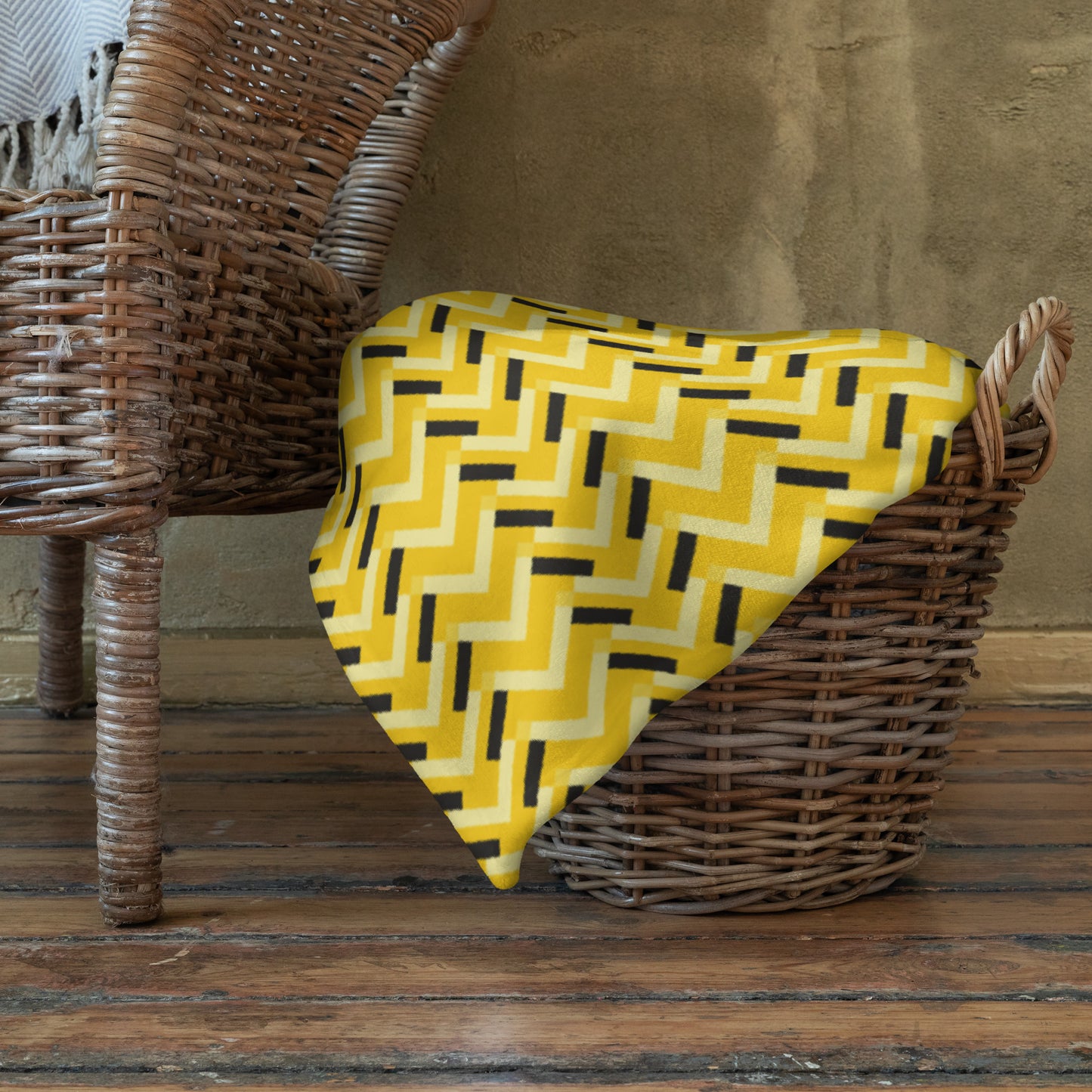 Throw Blanket: Yellow and Black Chevron (50" x 60" or 60" x 80")