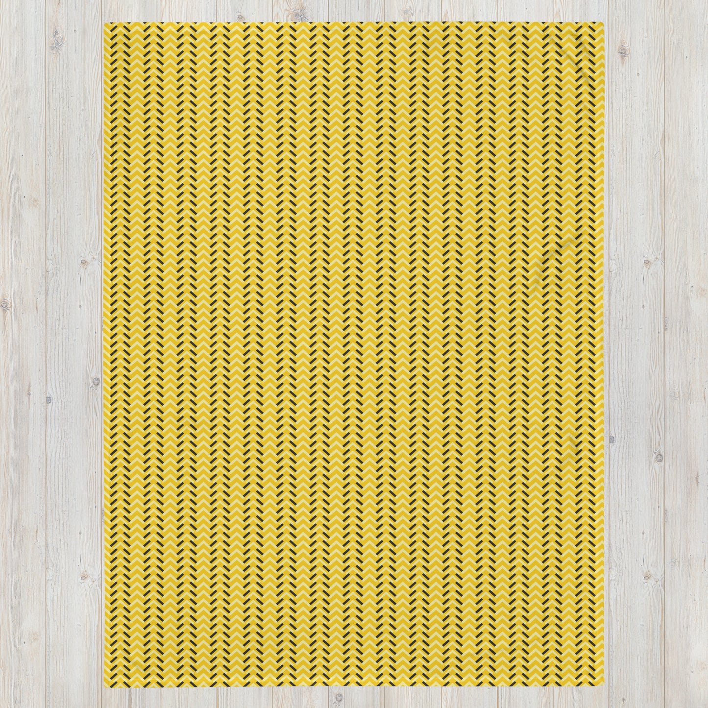 Throw Blanket: Yellow and Black Chevron (50" x 60" or 60" x 80")