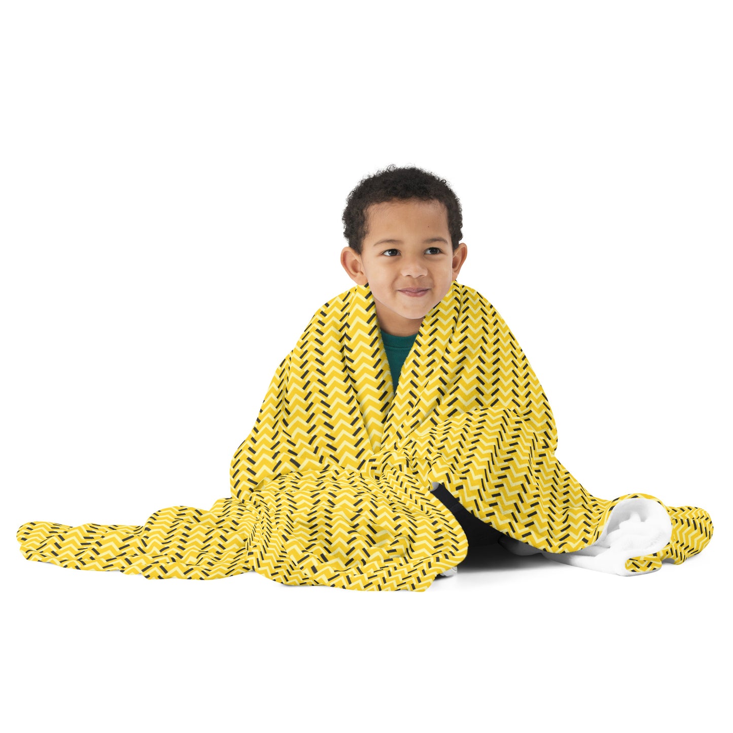 Throw Blanket: Yellow and Black Chevron (50" x 60" or 60" x 80")