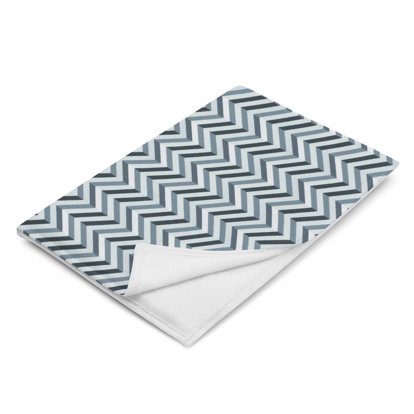 Throw Blanket: Grey and White Chevron (50" x 60" or 60" x 80")