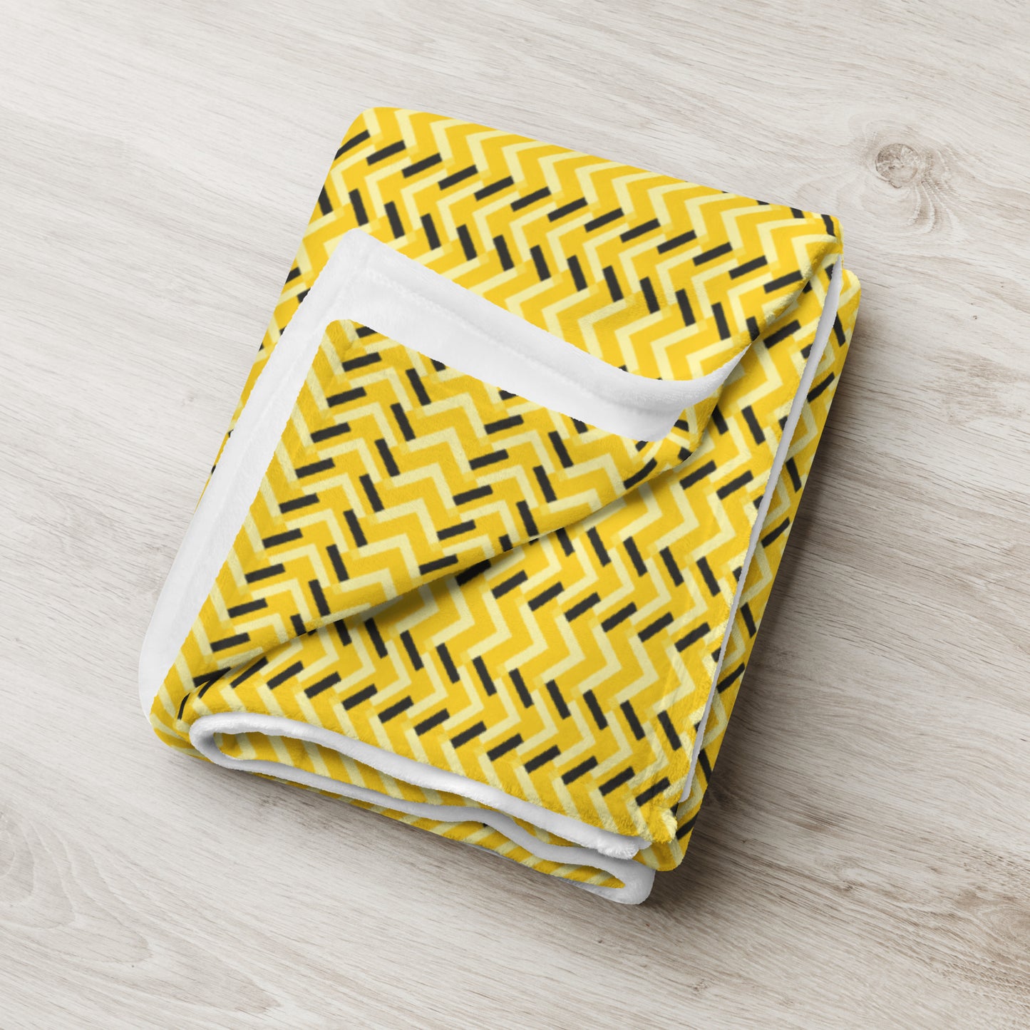 Throw Blanket: Yellow and Black Chevron (50" x 60" or 60" x 80")