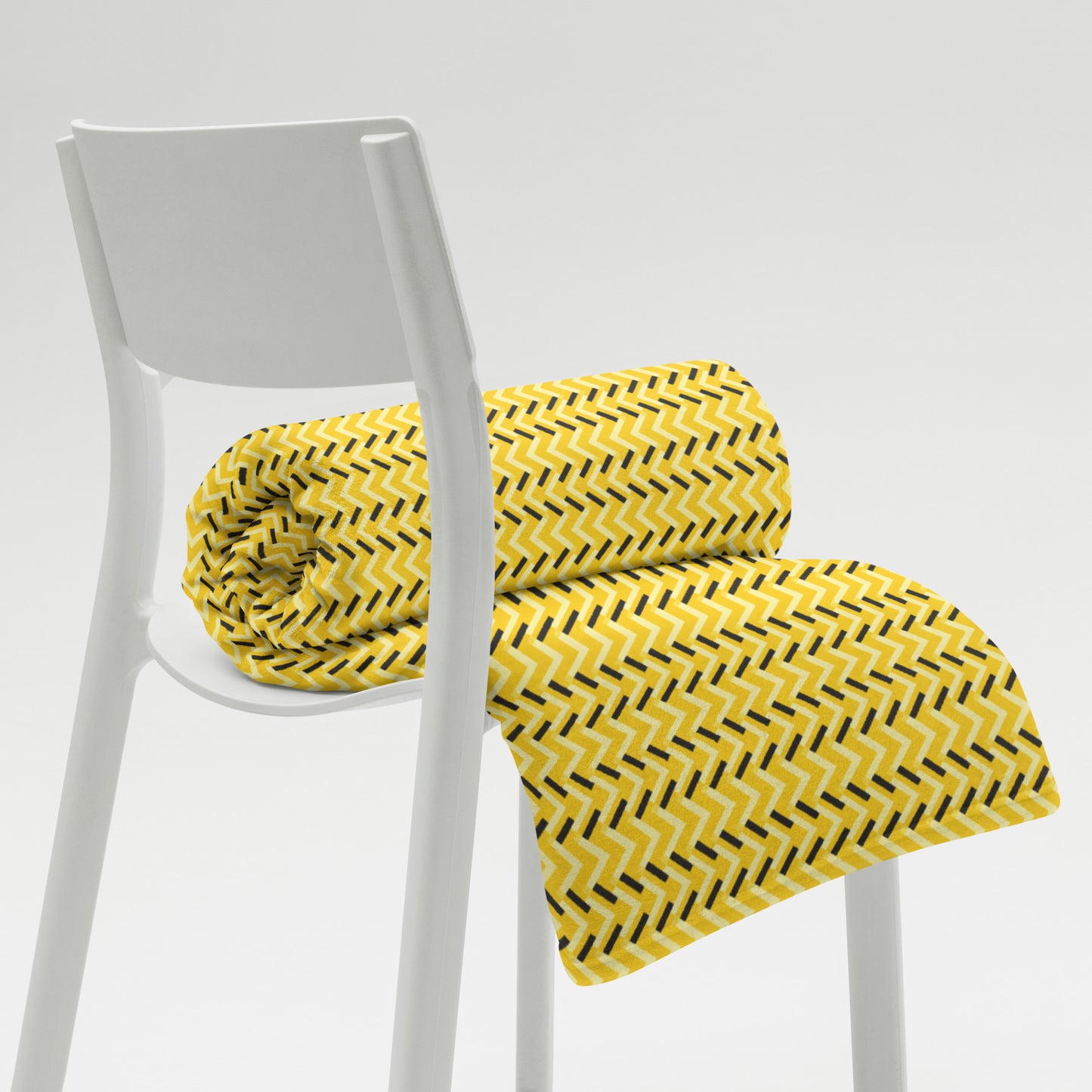 Throw Blanket: Yellow and Black Chevron (50" x 60" or 60" x 80")